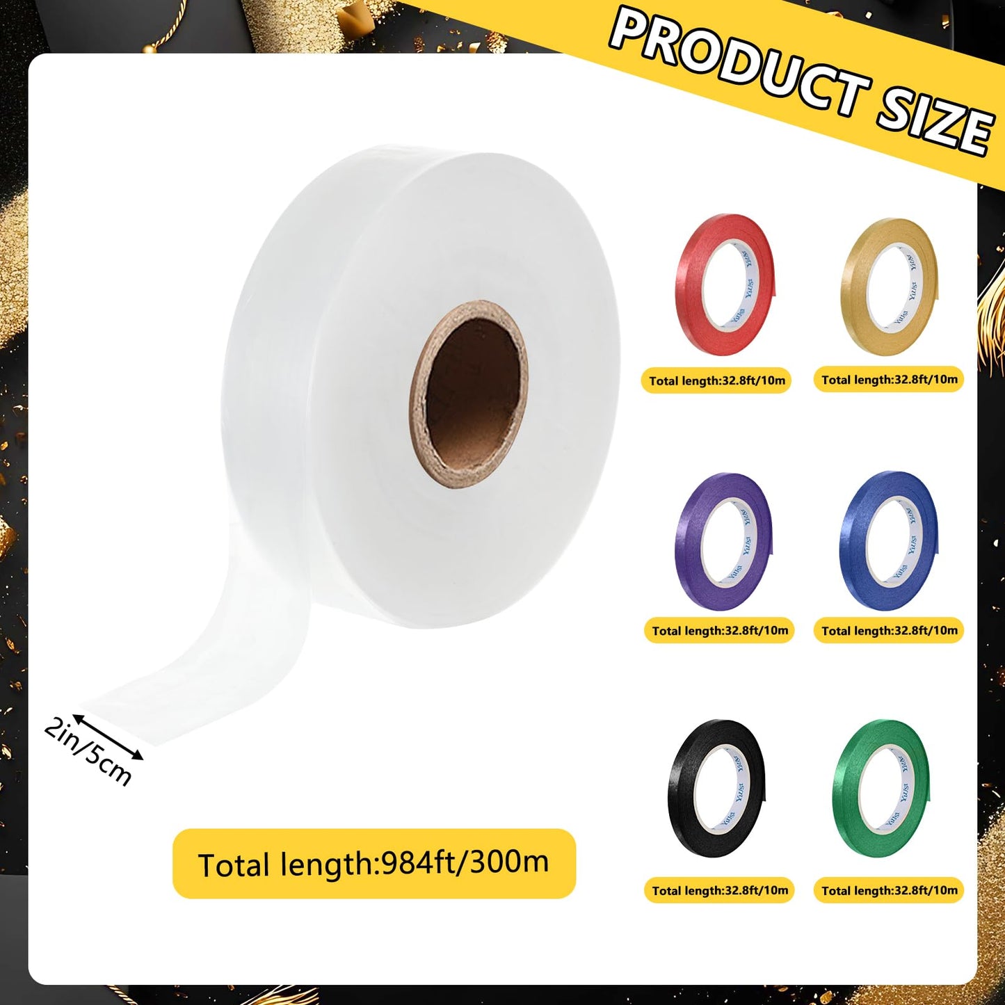 2026 Graduation Candy Lei Tubing Making Kit 2" x 984ft Plastic Lei Bags for Party Poly Tubing 6 Rolls Ribbon Graduation Bags for DIY Party Packing Wreaths Packing Snacks