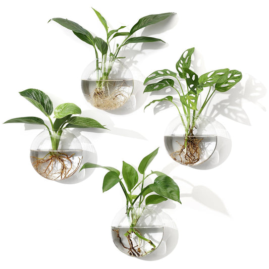 onepeng 4Pcs Wall Hanging Planter Propagation Stations Glass Terrariums Vase for Hydroponics Plants, Bathroom, Home Office Living Room Decor Gift