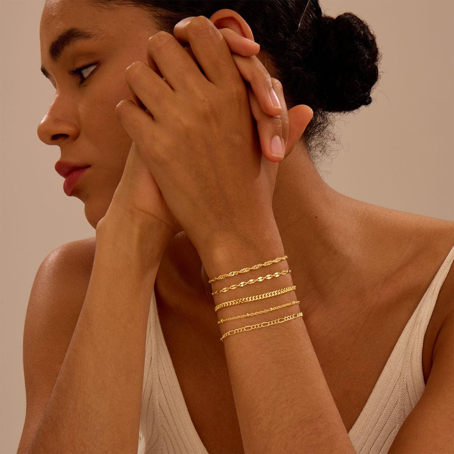 Gold Bracelets for Women, Dainty 14K Gold Plated Bracelet Stack for Women Trendy CZ Tennis Paperclip Cuban Chain Stackable Adjustable Waterproof Link Bracelet Jewelry Set Fashion Accessories Gifts
