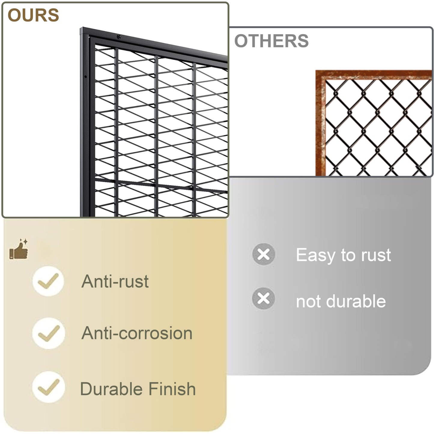 JUBEST 32 in. x 80 in. Security Screen Door, Reversible Powder Coated Black Surface Mount Outswing Steel Security Door with Expanded Metal Screen, Prehung Steel Exterior Doors, Durable&Safe