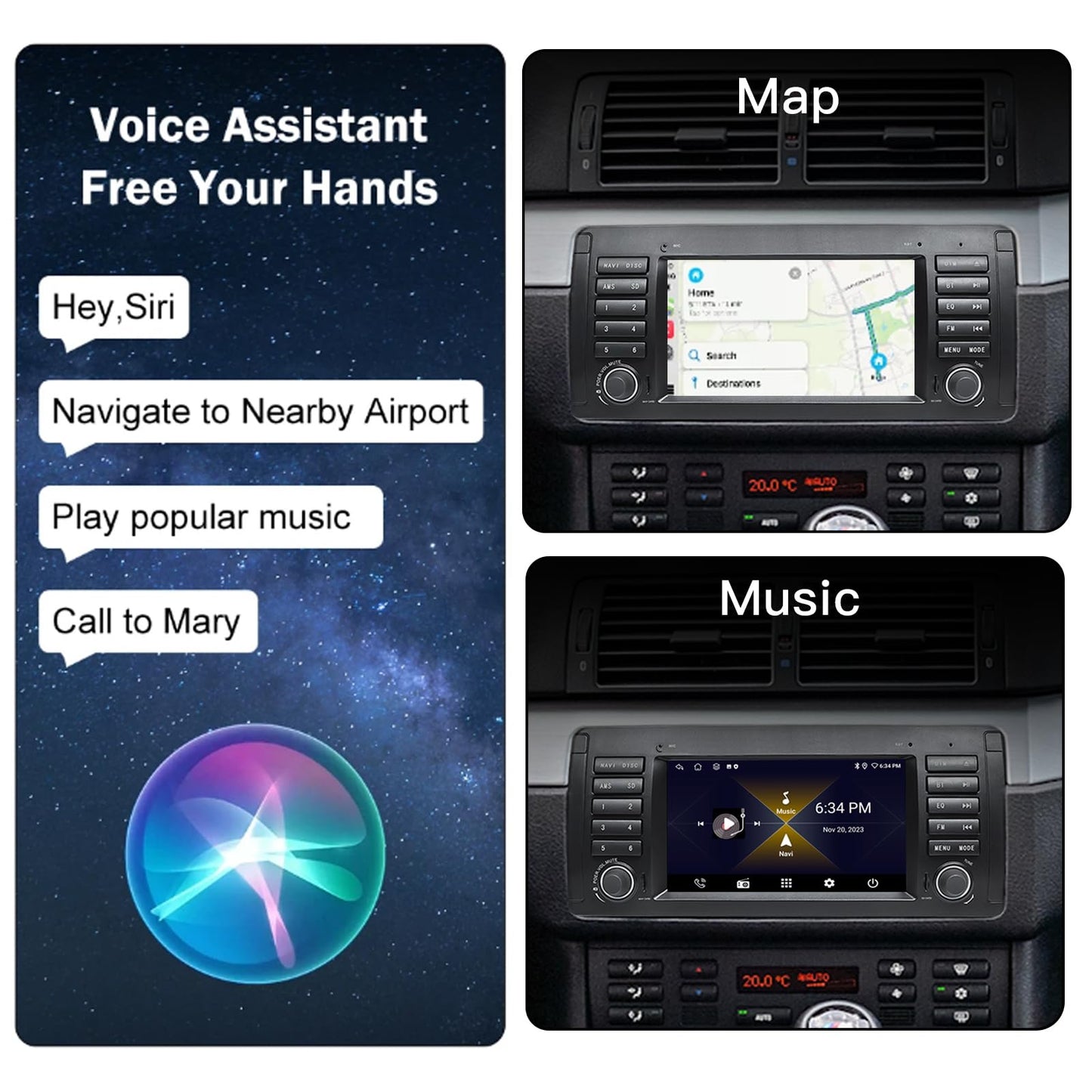 Uckazy 7'' 2+64G Car Radio for BMW 5 Series 1995-2002 Android 13 Wireless CarPlay Android Auto Car Stereo,Touchscreen Navigation with Bluetooth, AM/FM, SWC, WiFi, E39A13
