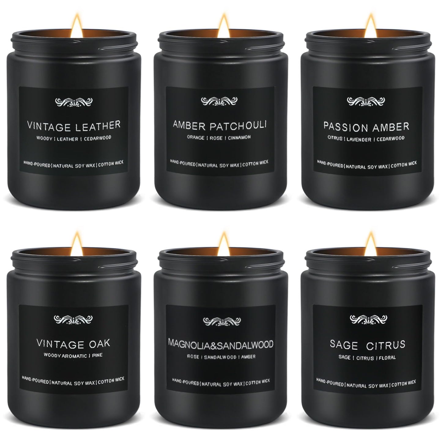 6 Pack Candles for Home Scented Aromatherapy Candles Gifts Set for Mens, Men Candle Set, 42 oz 300 Hour Long Lasting Candles, Gifts for Men, Birthday, Anniversary Present