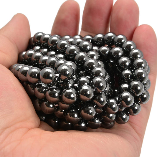 jodaying 10mm Grey Hematite Smooth Round Natural Gematone Loose Beads for Jewelry Making DIY Findings 1 Strand 15"