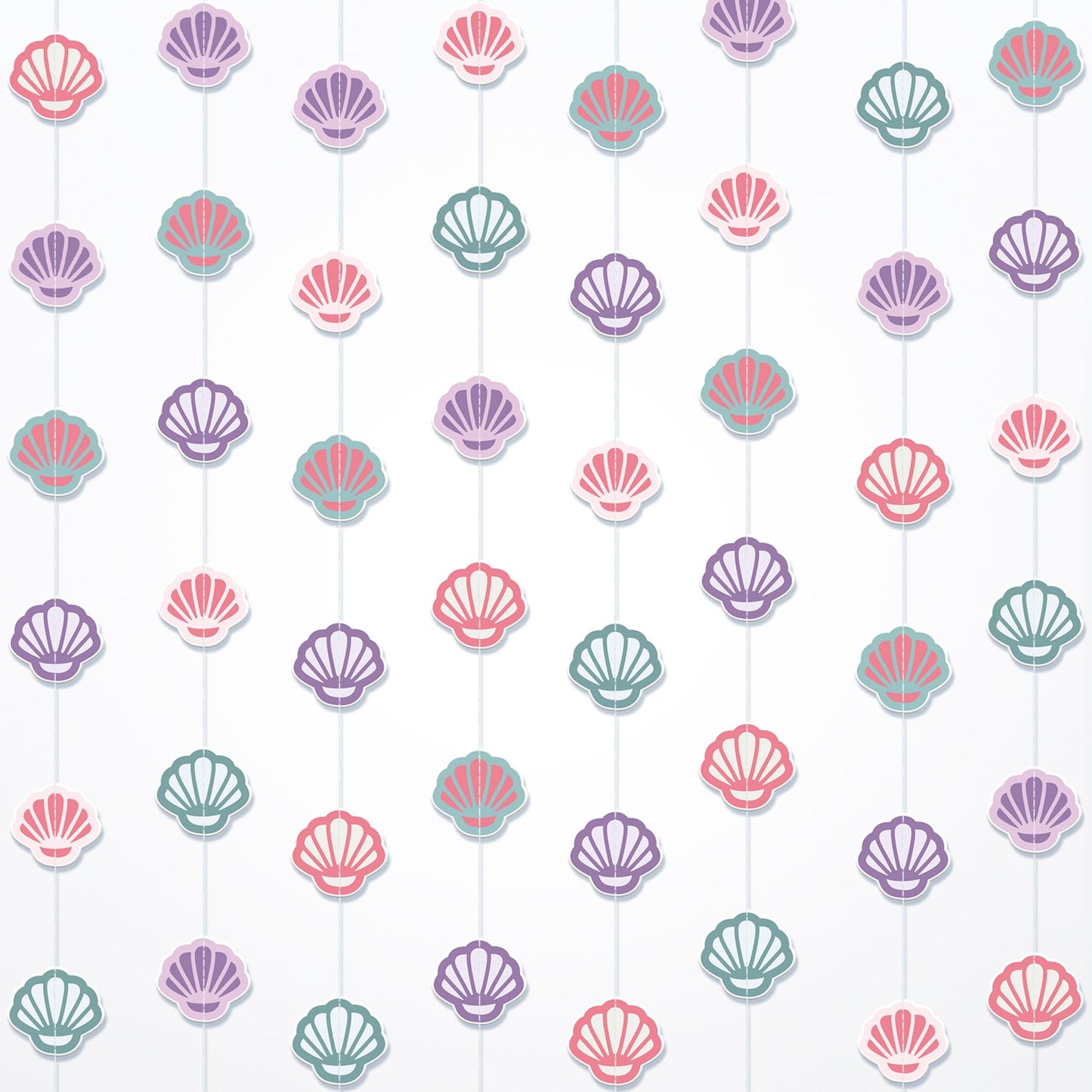 KatchOn, Seashell Banner Garland - 6.5 Feet, 8 Strings | Seashell Under The Sea garland, Under The Sea Party Decorations | Mermaid Garland, Mermaid Birthday Decorations, Ocean Themed Party Decorations