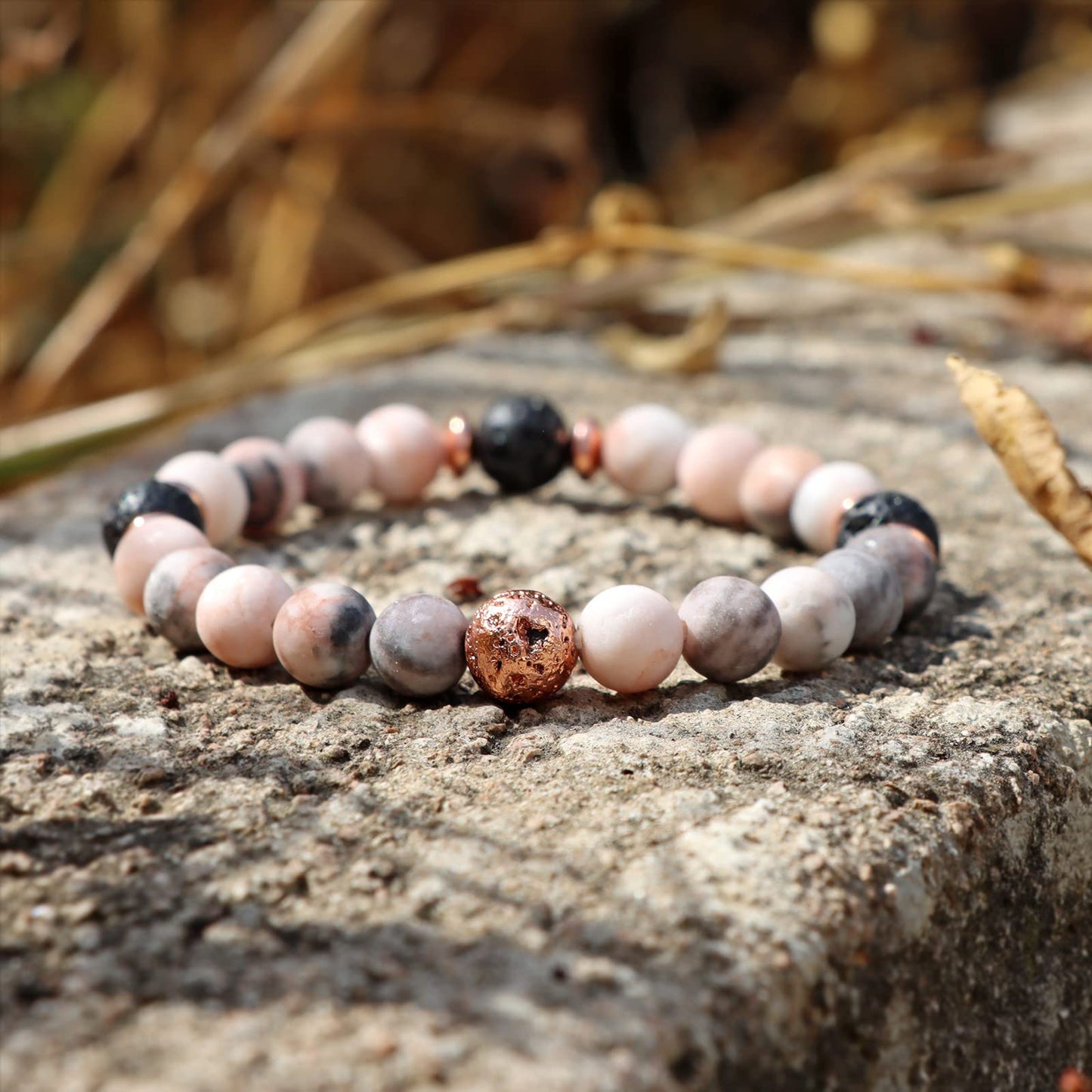 GolbalJew Healing Bracelet For Women Anxiety Beaded Bracelets Jewelry Healing Stone Crystal Bracelet Stress Relief Yoga Beads Chakra Bracelets Gifts For Women Rosa Quartz lava rock