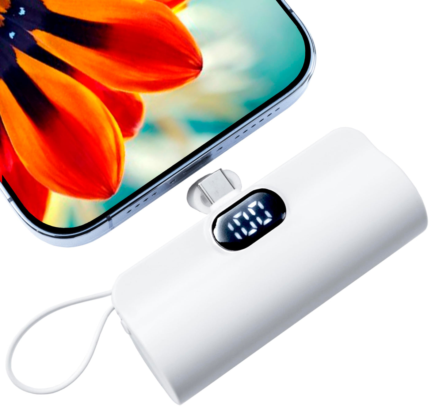CooLuzer Mini Power Bank,Capsule Power Phone Charger 5500mAh,Portable Charger with Dual USB-C Ports for iPhone 17/16/15/15 plus/15 pro/15 pro Max/Android Phone/Samsung/Moto/LG etc (White)