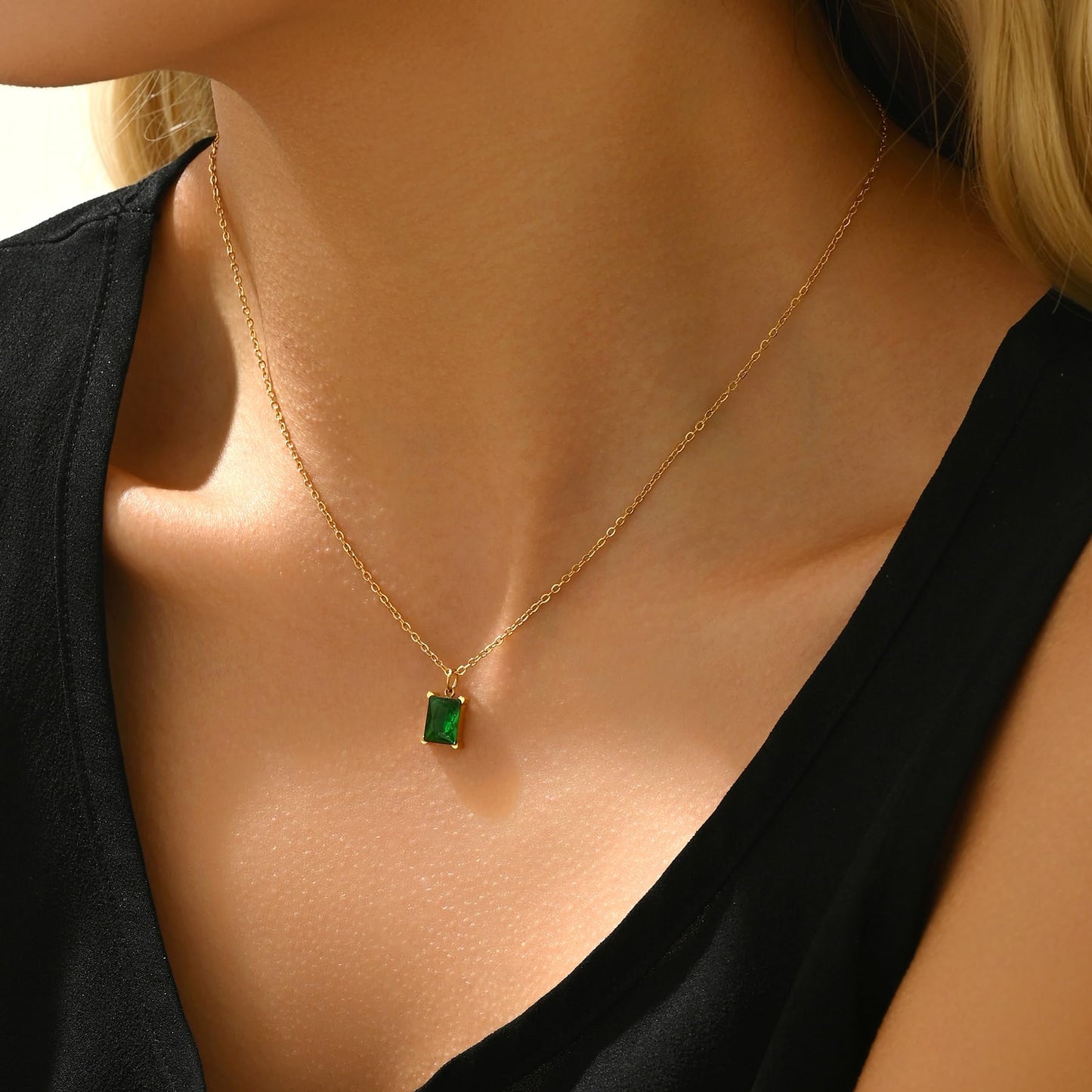 Jewigo Cubic Zirconia Necklaces for Women 18K Gold Plated Tear drop Necklace Dainty Layered CZ Lariat Diamond Necklace