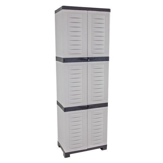 Sunnydaze 72" H Resin Garage Storage Cabinet - Garage Cabinet with Lockable Doors and Adjustable Shelves - Freestanding Utility Storage for Laundry Room, Office, Basement - Gray