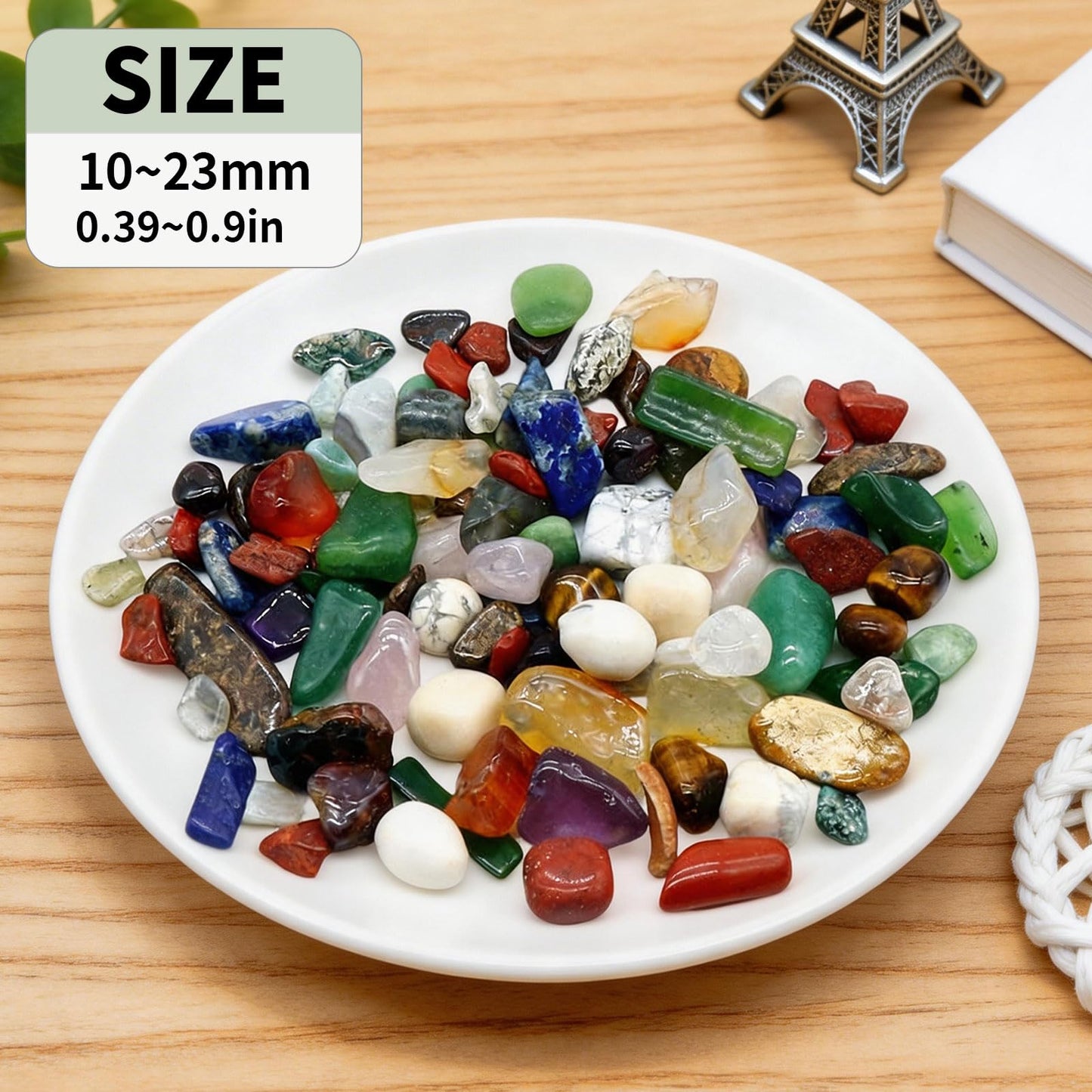 HLILai Multicolor Healing Crystal Stone Set, 90 Pcs Gemstones, 0.5-0.8"Handpicked Tumbled Stones and Crystals Bulk for Healing, Reiki, Meditation, Witchcraft and Home