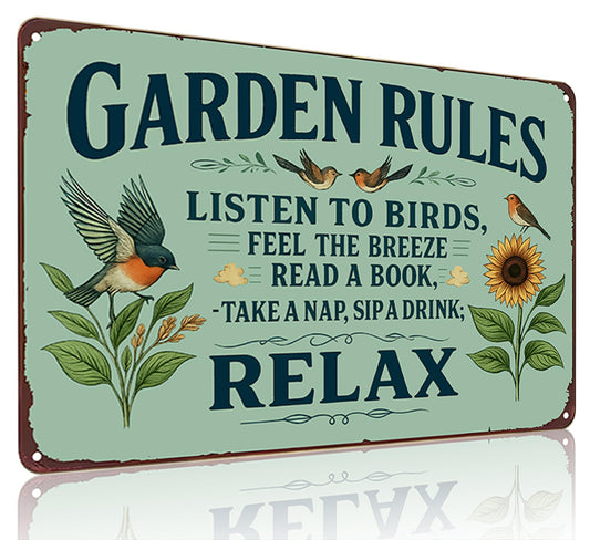 Smilelife Plants Gifts Garden Rules Vintage Tin Sign for Garden Patio Porch Yard She Shed Decor 8x12 Inch (3945)