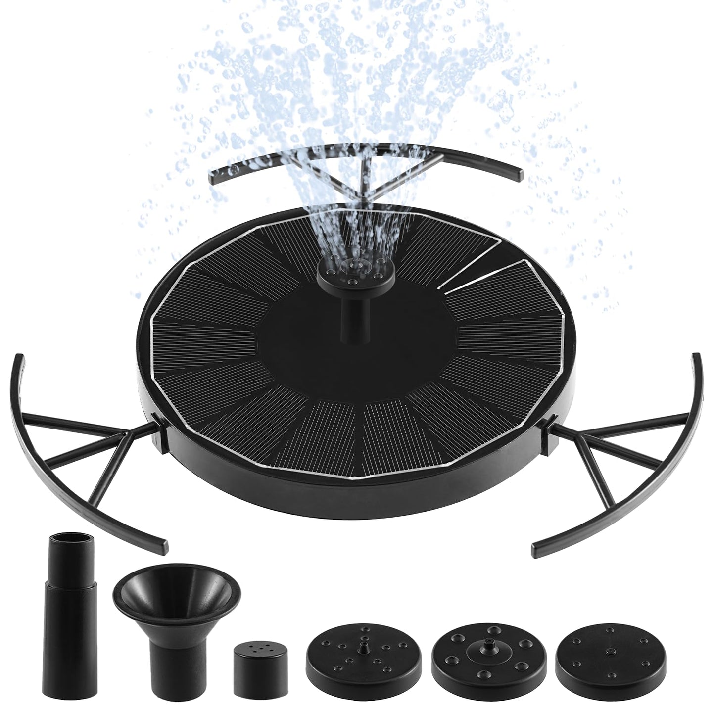 Pleneal 2W Solar Fountain Pump - Upgraded Solar Fountain for Bird Bath with 6 Nozzles, Outdoor solar Water Pump for Garden, Pond, Pool