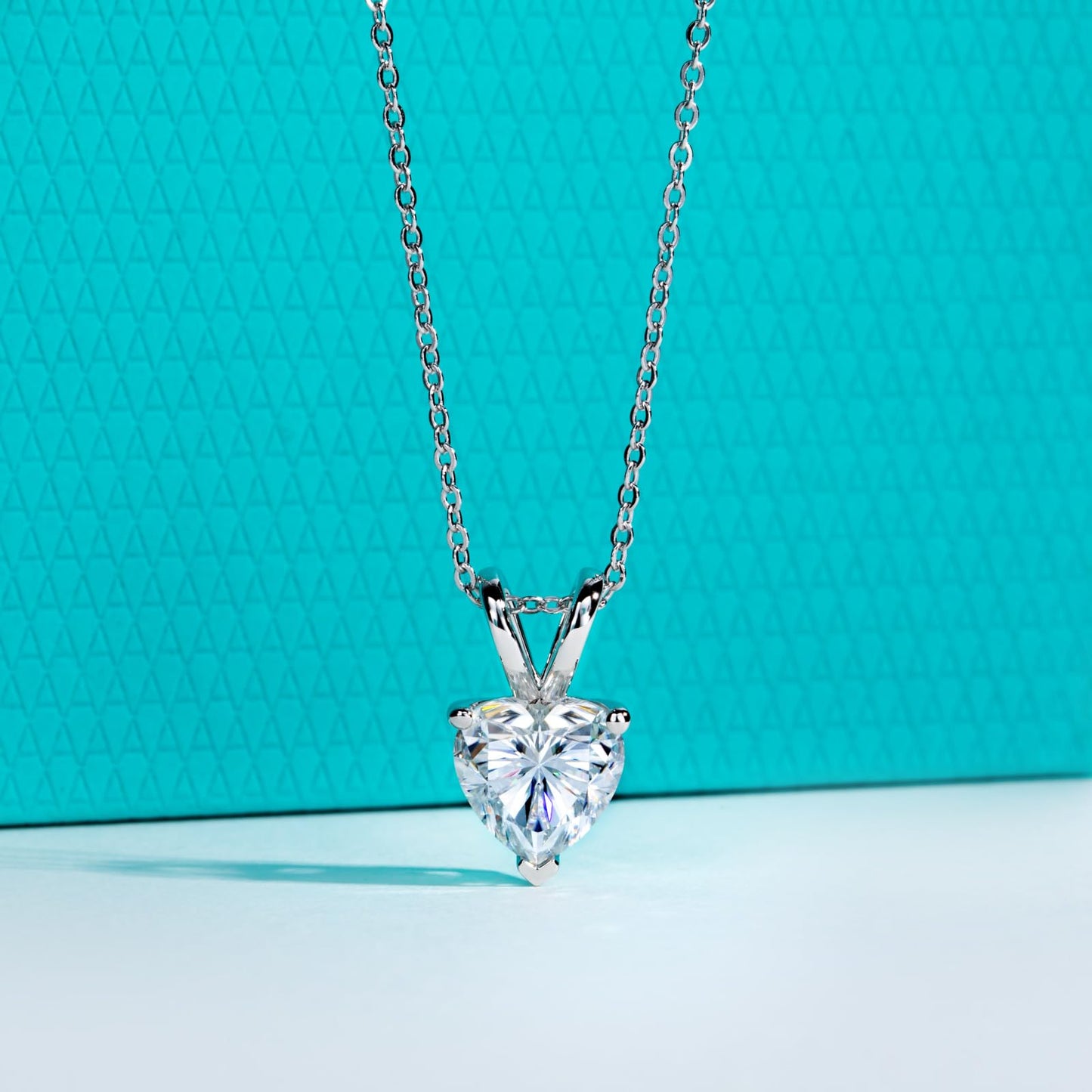 AnuClub Heart Shape Moissanite Pendant Necklace 2CT D Color VVS1 925 Sterling Silver Romantic Daily Wear Necklace for Women Wife Her with Certificate, 40+2+3cm Adjustable Chain