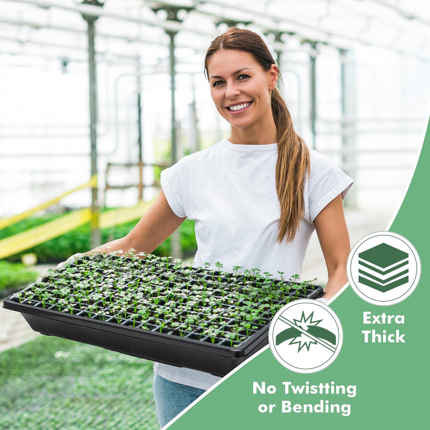 Sckee Upgraded 10 Pack Plant Growing Trays Seed Starting Tray Microgreens Growing Trays Seedling Plant Germination Starter Tray Transplant Fodder Flats, No Holes, No Leakage, Reusable (1017)