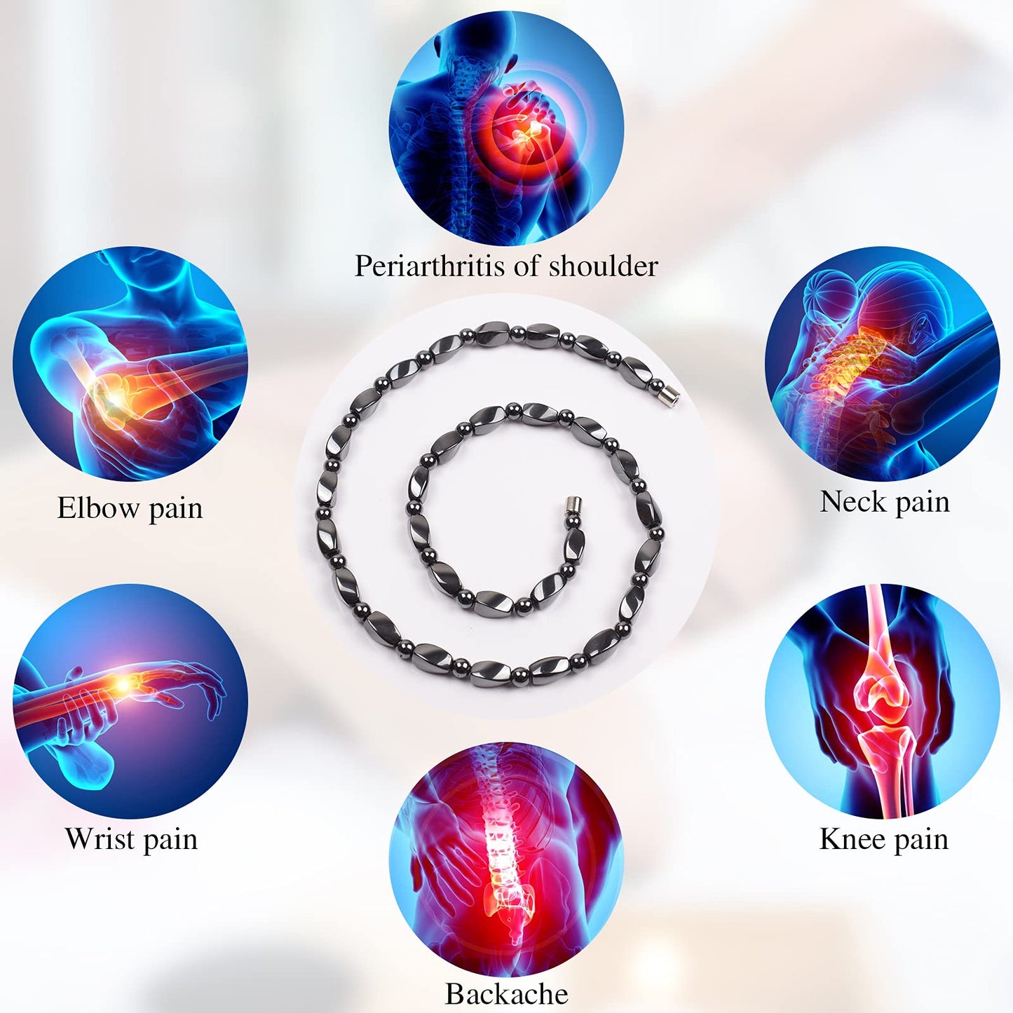 IRUMENG Magnetic Hematite Necklace for Men Women, Magnetic Stone Necklace to Soothe Neck Shoulder Discomfort, Reduce Fatigue Improve Daily Relaxation-19.6 inch (50cm)
