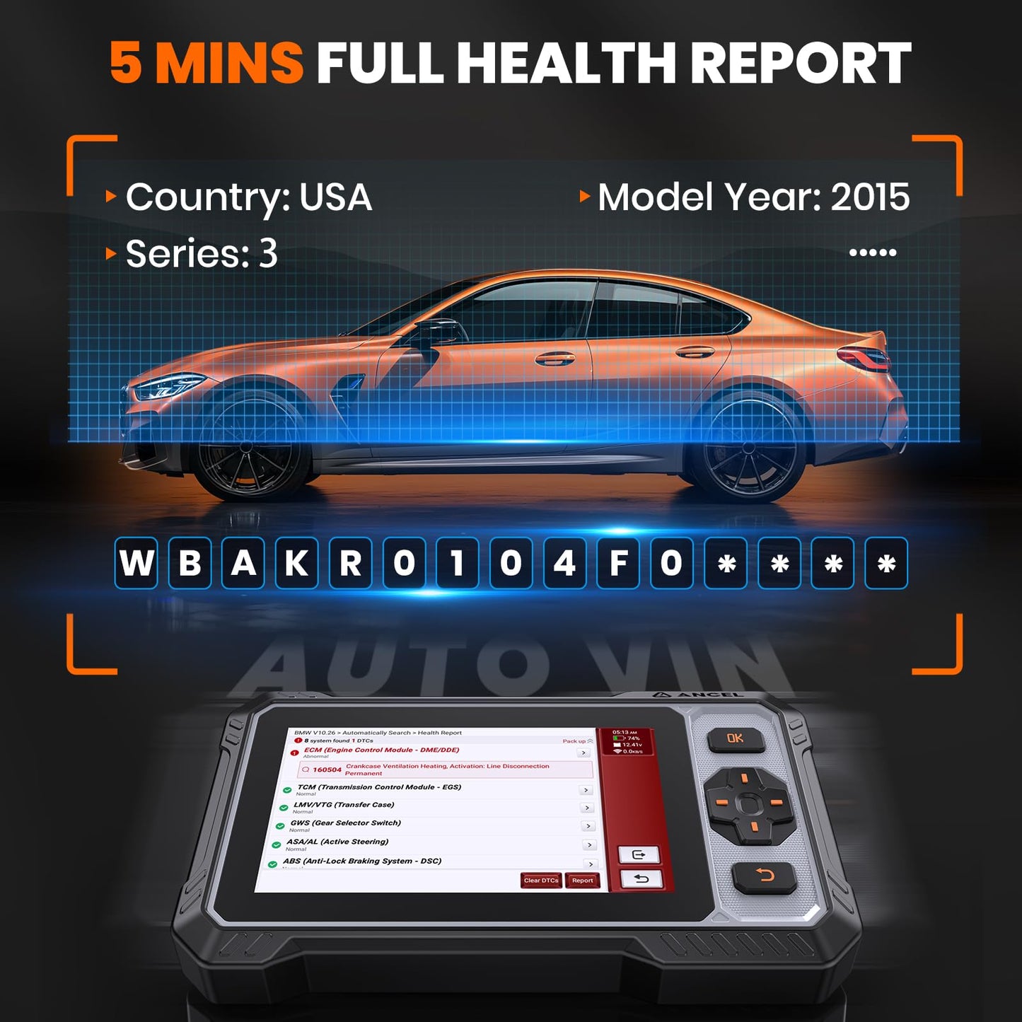 ANCEL FX6000 Bidirectional OBD2 Scanner - ABS, SRS, Transmission & Engine, Car Scanner Diagnostic Tool with Oil/EPB/BMS/SAS Reset, ABS Bleeding, Auto Scan, CAN FD & FCA, Free Update, Report Sharing ﻿