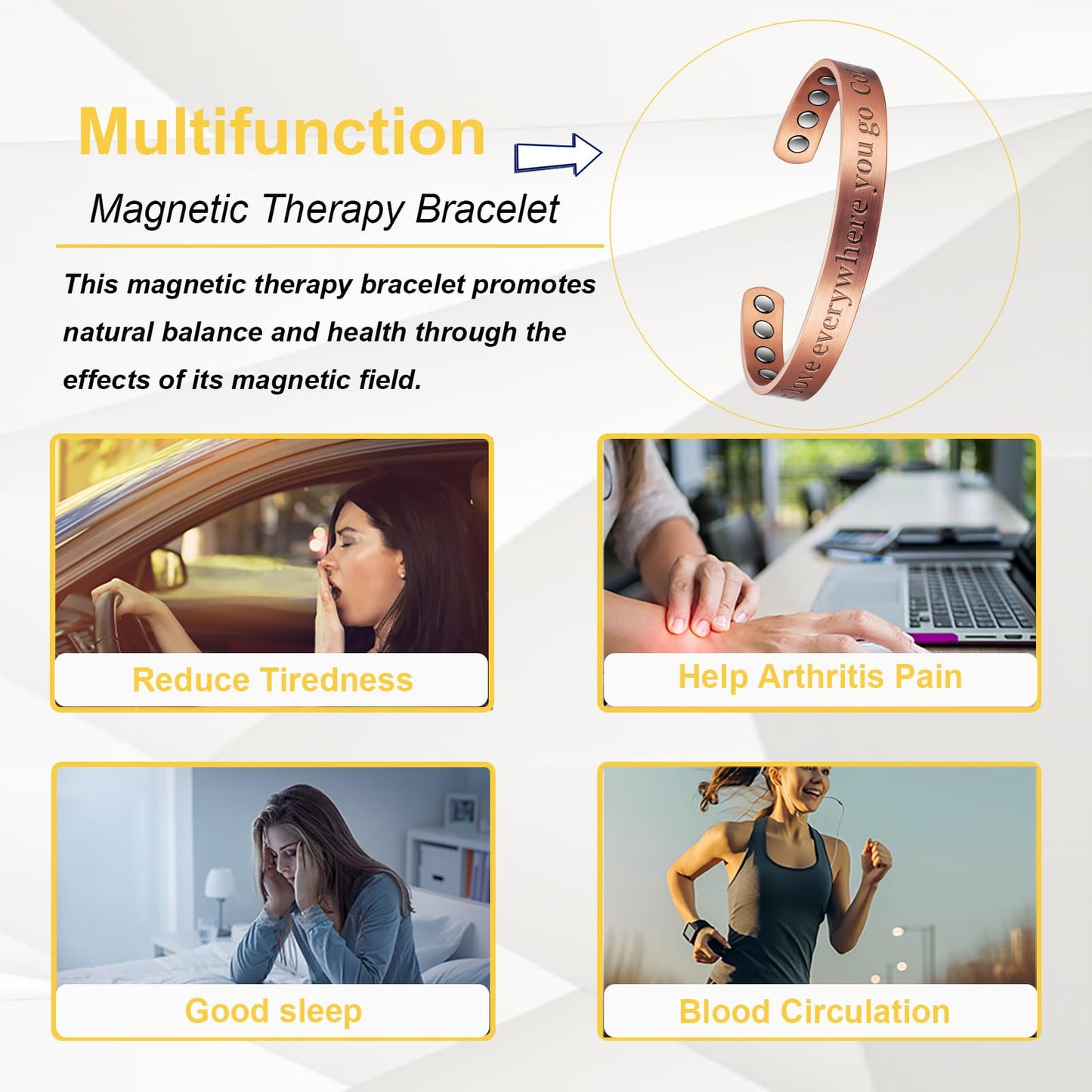EnerMagiX Copper Magnetic Bracelet for Women, 99% Pure Copper Adjustable Bracelet, Fashsion Jewelry Presents (0946Q9)