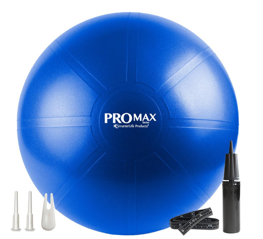 SmarterLife PRO MAX Exercise Ball – Yoga, Stability & Balance Trainer for Core Workouts, Fitness, Physical Therapy, Pregnancy & Office Chair Support – Anti-Slip, Anti-Burst (65 cm, Blue)