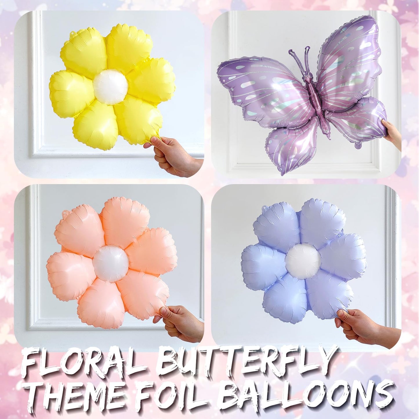 Spring Floral Butterfly Balloon Arch Kit,137Pcs Pastel Lavender Purple Yellow Balloon Garland with Daisy,Butterfly Foil Balloons for Wildflower Fairy Baby Shower Birthday Garden Tea Party Decorations