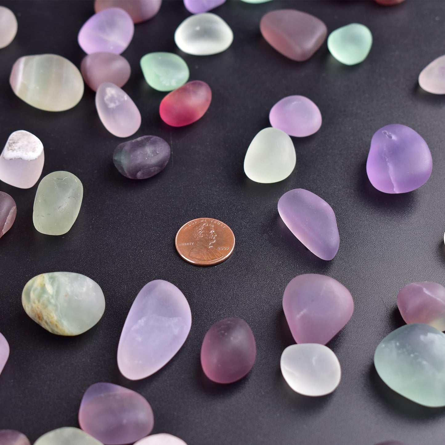 SigMntun Polished Stone Set Fluorite Crystals, 0.8" Handpicked Tumbled Gemstones Rocks, Pebbles for Reiki, Chakra, Healing, Home Decor