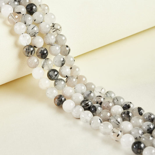 45pcs 8mm Natural Tourmaline Quartz Beads Gemstone Beads Round Loose Beads for Jewelry Making