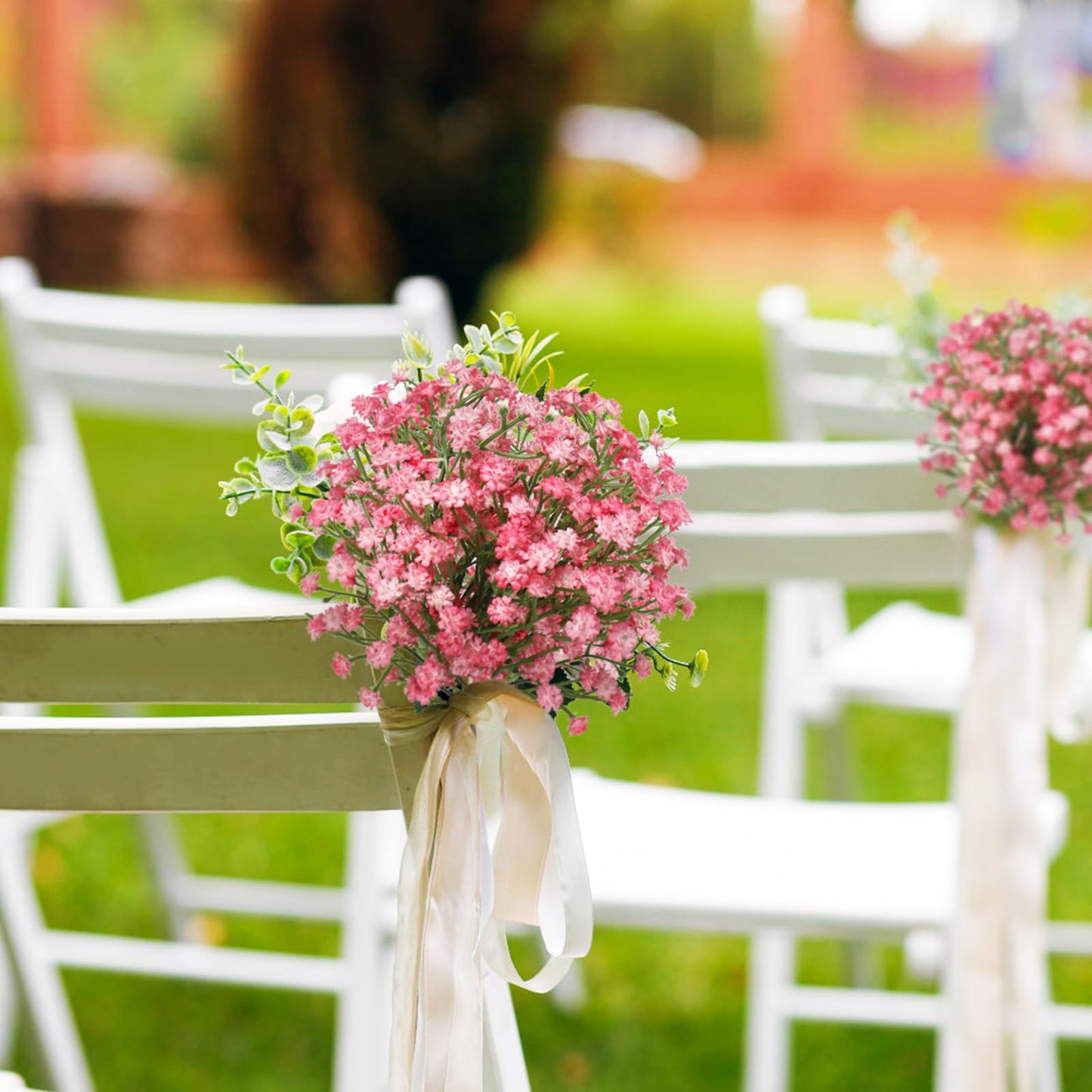 Pusuny Baby Breath Flowers Artificial Bulk,15 Pcs Gypsophila Faux Pink Flowers Fake Baby Breath Real Touch Flowers Bouquets for Bride Wedding Decorations Party Floral Arrangements DIY (Pink)