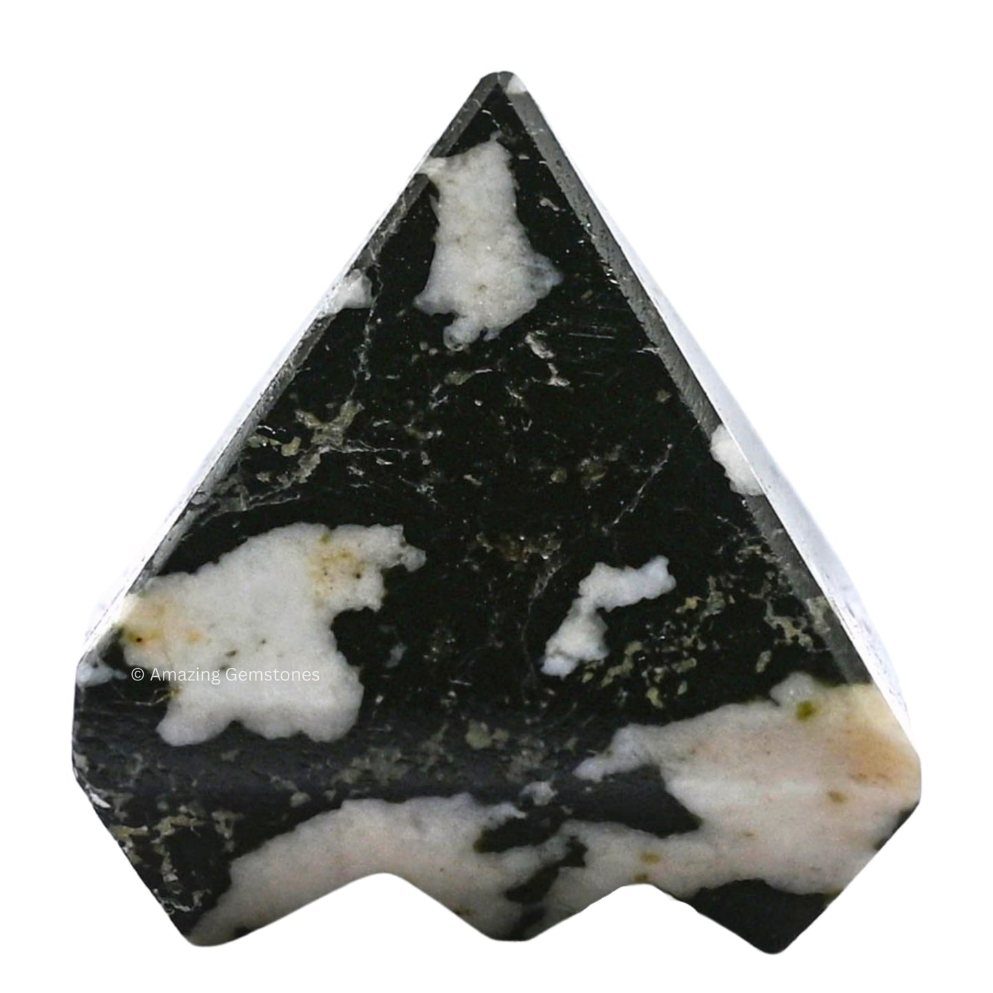 Amazing Gemstone Black & White Tourmaline Crystal with 9 Pyramid Plate Bottom - 1" Mini Pyramid Figurine of Natural Stone Pyramid for Meditation, Reiki, Chakra Balancing Vastu Pooja & Crystal Grids