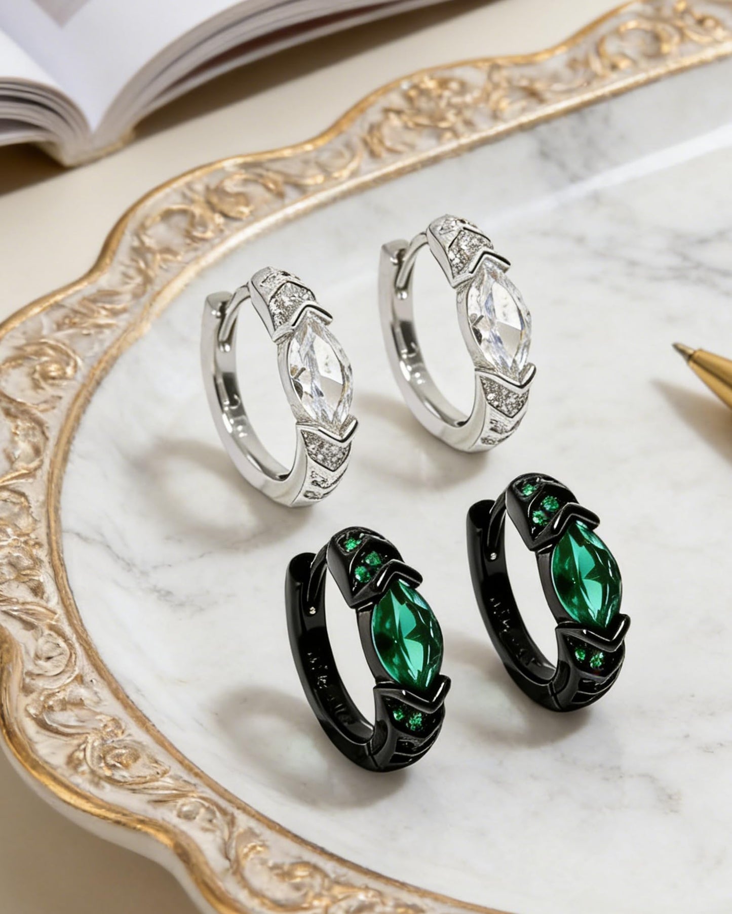 2 Pairs Lymphatic Earrings for Women Lymphatic Drainage Moissanite Hoop Earrings Lymphvity Therapy Germanium Ear-rings Silver Cubic Zirconia Moissanite Ear-rings Jewelry Gifts for Her