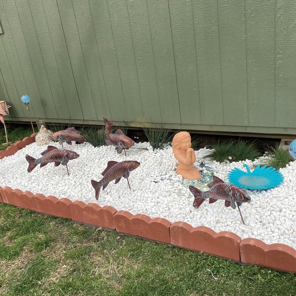 CLYB Metal Koi Fish Statues for Outside Pond Decor,Large Outdoor Fish Garden Sculptures & Statues,Antique Copper Garden Koi for Yard Patio Decoration,Metal Yard Art Gift for Mom Grandma,Set of 3