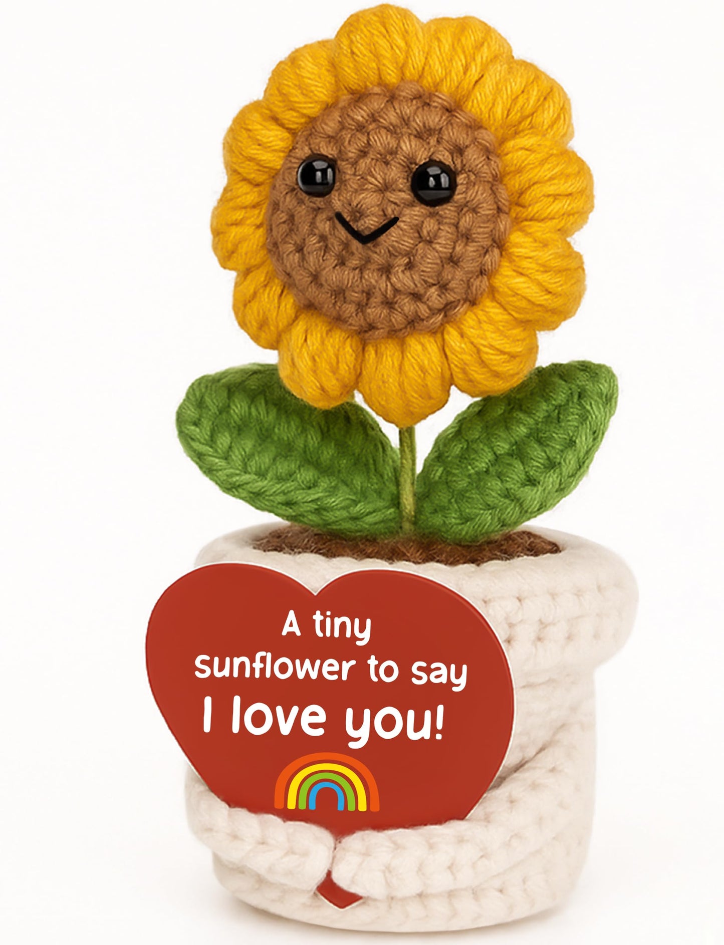 Anniversary Love Gifts for him her - I Love You Crochet Sunflower Happy Birthday Gifts for Women Men Wife Husband Easter Basket Stuffers for Daughter, Son - Wedding Gift Ideas for Couples Girlfriend