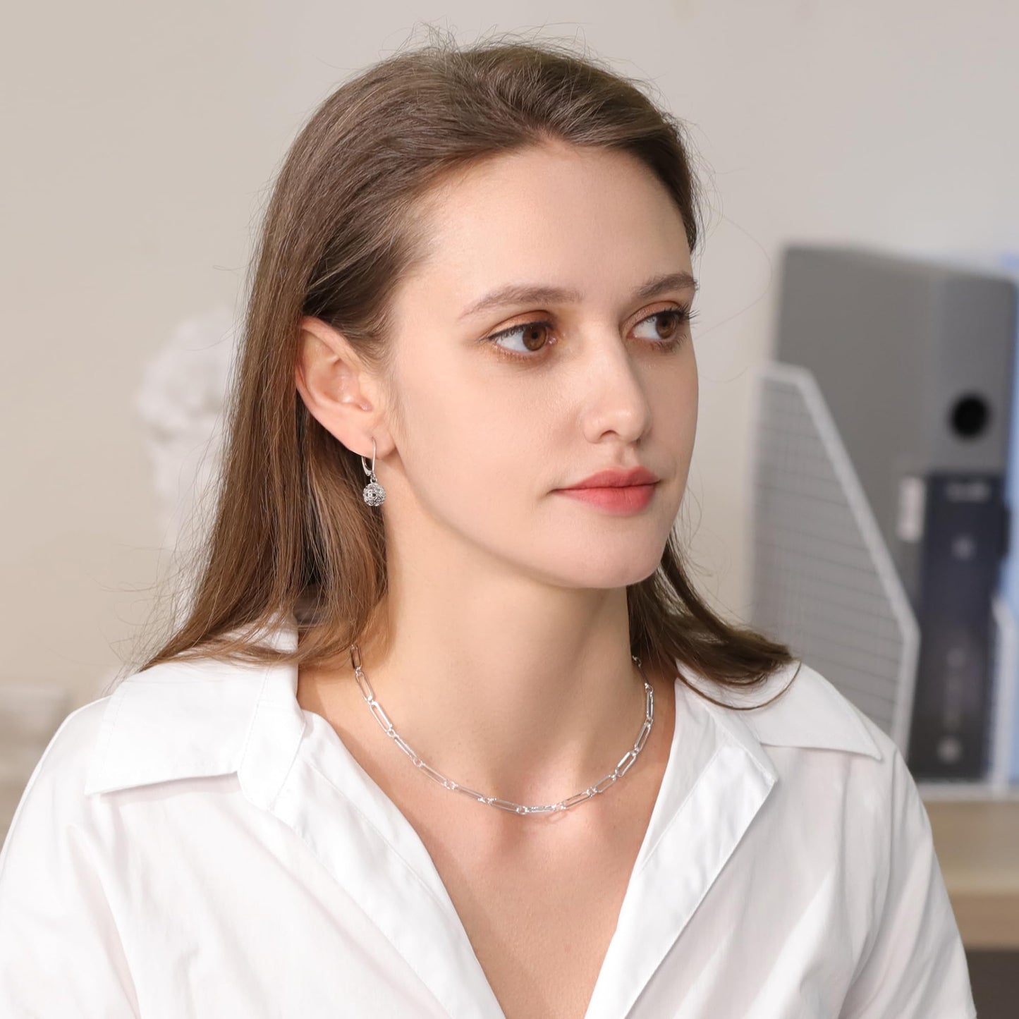 LANCHARMED 925 Sterling Silver Ball Dangle Drop Earrings for Women, Trendy French Style Heart Leverback Earrings Hypoallergenic Jewelry