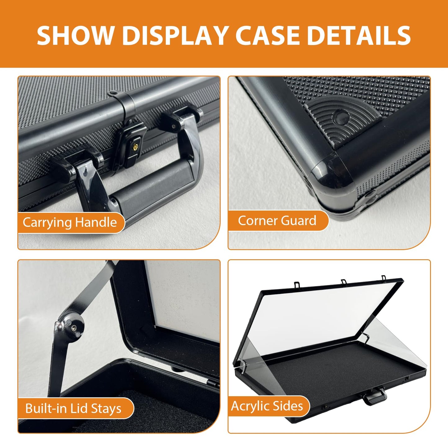 34"x22" Card Show Display Case,Portable Aluminum Trading Card Display Case,Clear Acrylic Card Box with Locks Suitable for Sports Card/TCG/Jewelry Collection (Black)