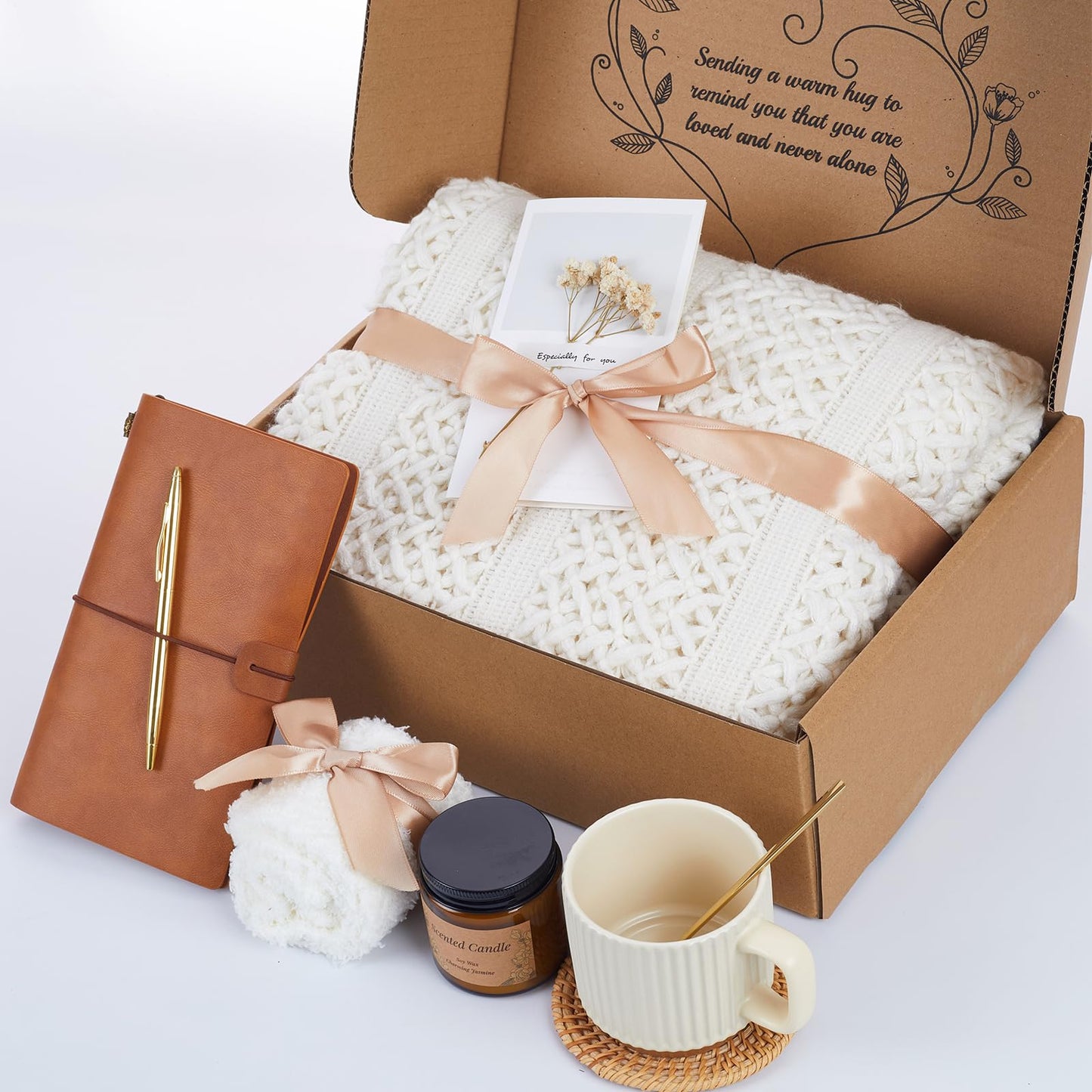 Self Care Gift Baskets for Women, Get Well Soon Gift Package, Thinking of You Sympathy Gift Baskets, Birthday Gift Basket, Sending Hugs Gifts Idea for Mom Her Friends Sister Coworker