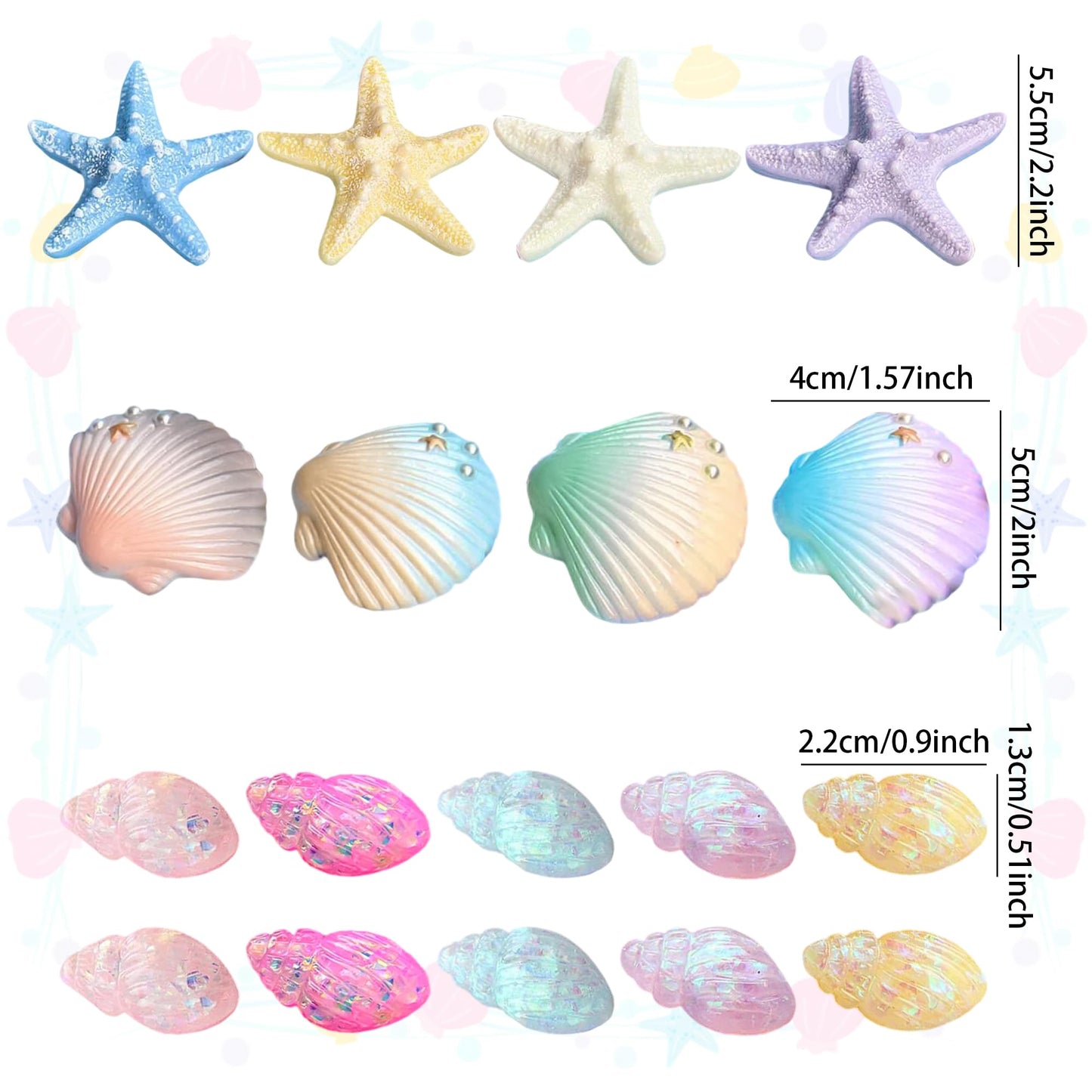 Under the Sea Cake Topper Beach Seashells Cake Decorations Ocean Under the Sea Birthday Party Decor Shells Starfish Cake Topper Summer Beach Baby Shower Party Supplies