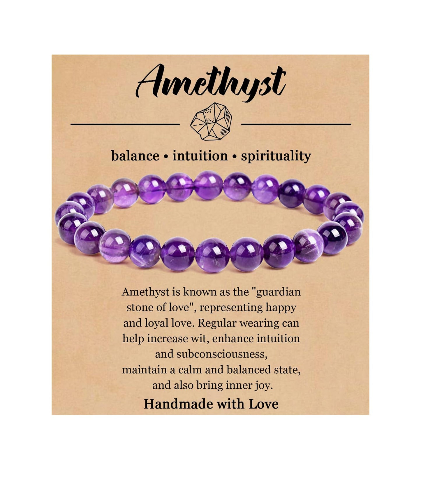 BOMAIL Natural Stone Bracelet for Women Men - 8MM Semi-Precious Gemstone Beaded Bracelet Healing Crystal Stretch Bracelet Yoga Bracelets Jewelry