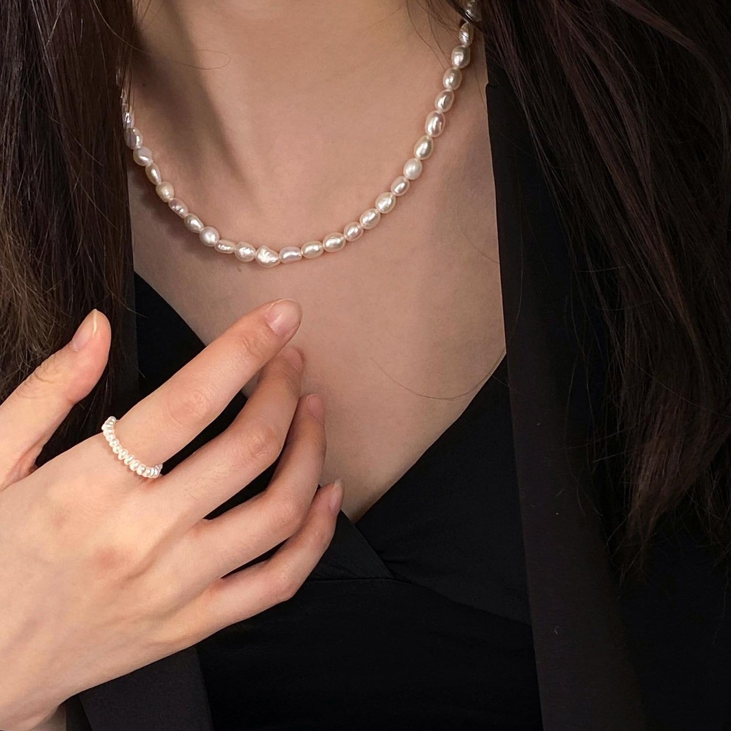 Zeffy Freshwater Pearl Necklace Baroque Small Dainty White Real Handmade Pearls Choker Valentine Gift Trendy Jewelry for Women