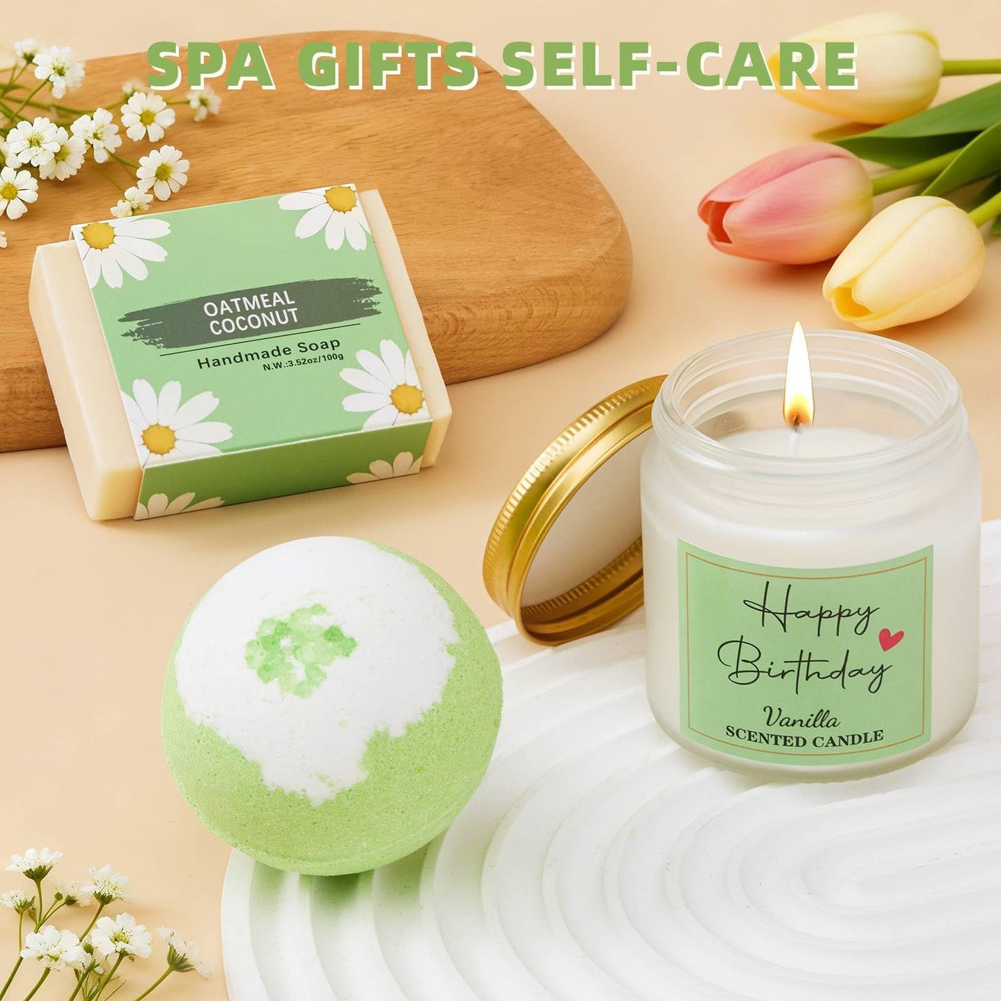 Uongeod Birthday Gifts for Women,Happy Birthday Gifts for Women 11PCS Birthday Basket for Women Green Best Friend Birthday Gifts Baskets for Women Mon Wife Daughter Aunt Sister Coworkers