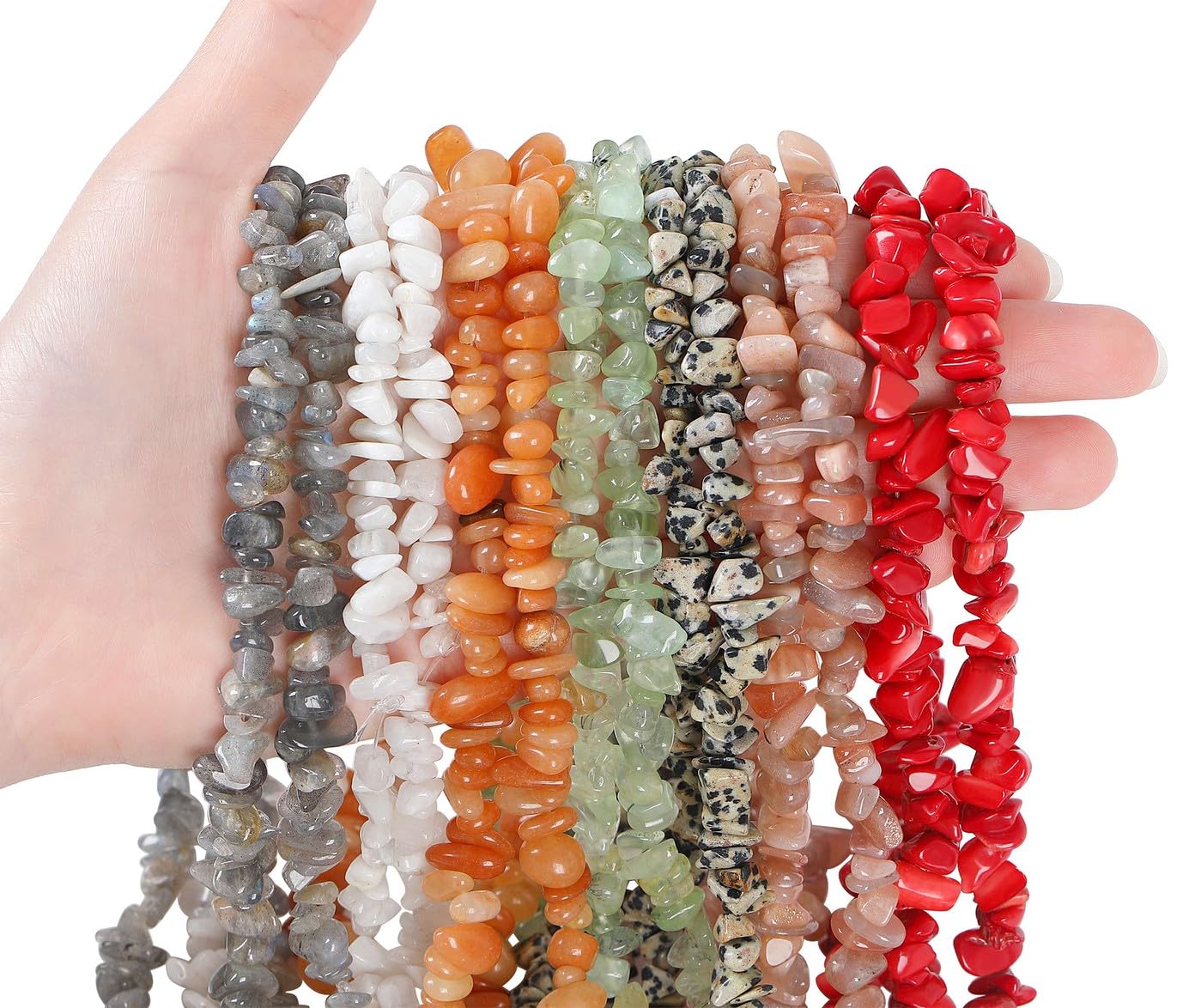 LAIDANLA Dalmation Spot 400pcs Natural Chip Stone Beads 5-8mm Healing Crystal Irregular Gemstones Drilled DIY Loose Rocks Bead Crystal for Bracelet Earrings Necklace Jewelry Making Crafting