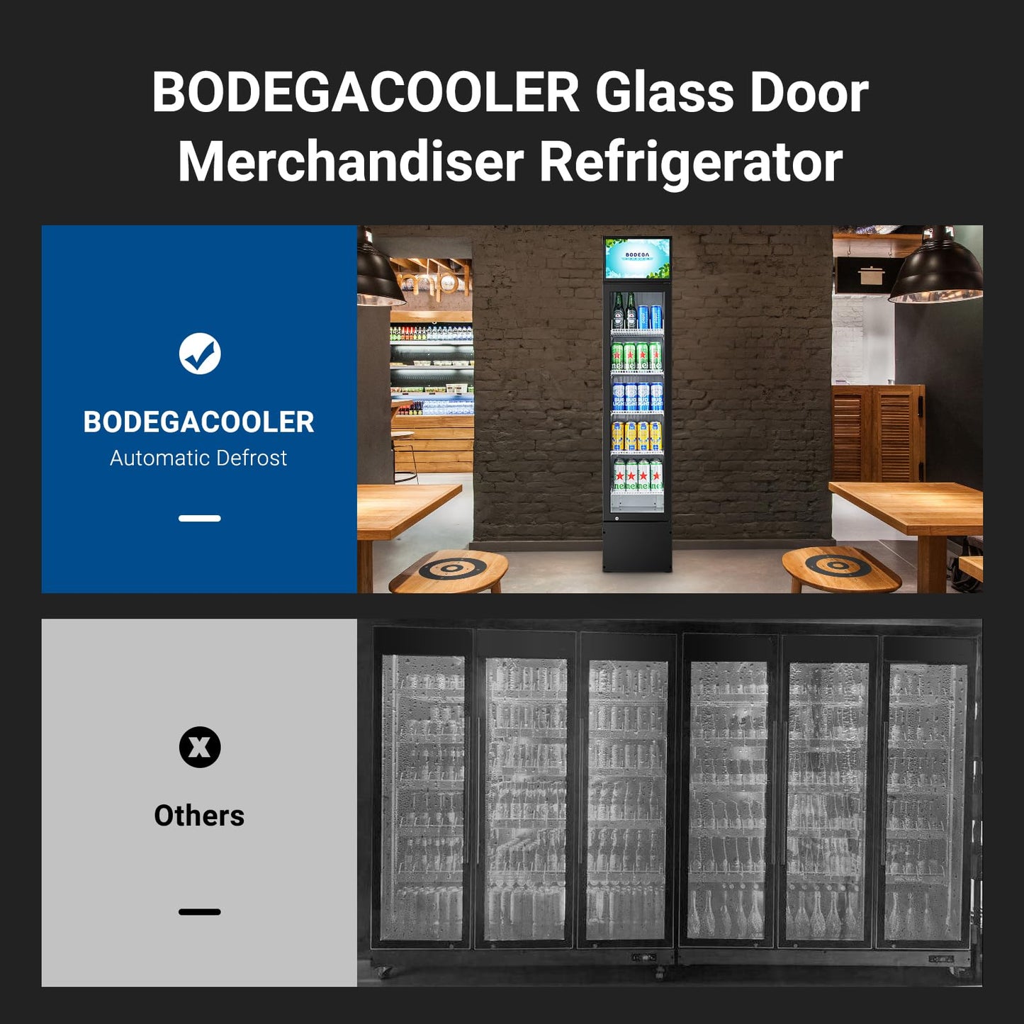 BODEGACOOLER Commercial Merchandiser Refrigerator, Glass Door Commercial Beverage Refrigerator, Beverage Display Cooler with Soft LED Light and Adjustable Shelves, 5.7 Cu. Ft. Single Swing Door, Black