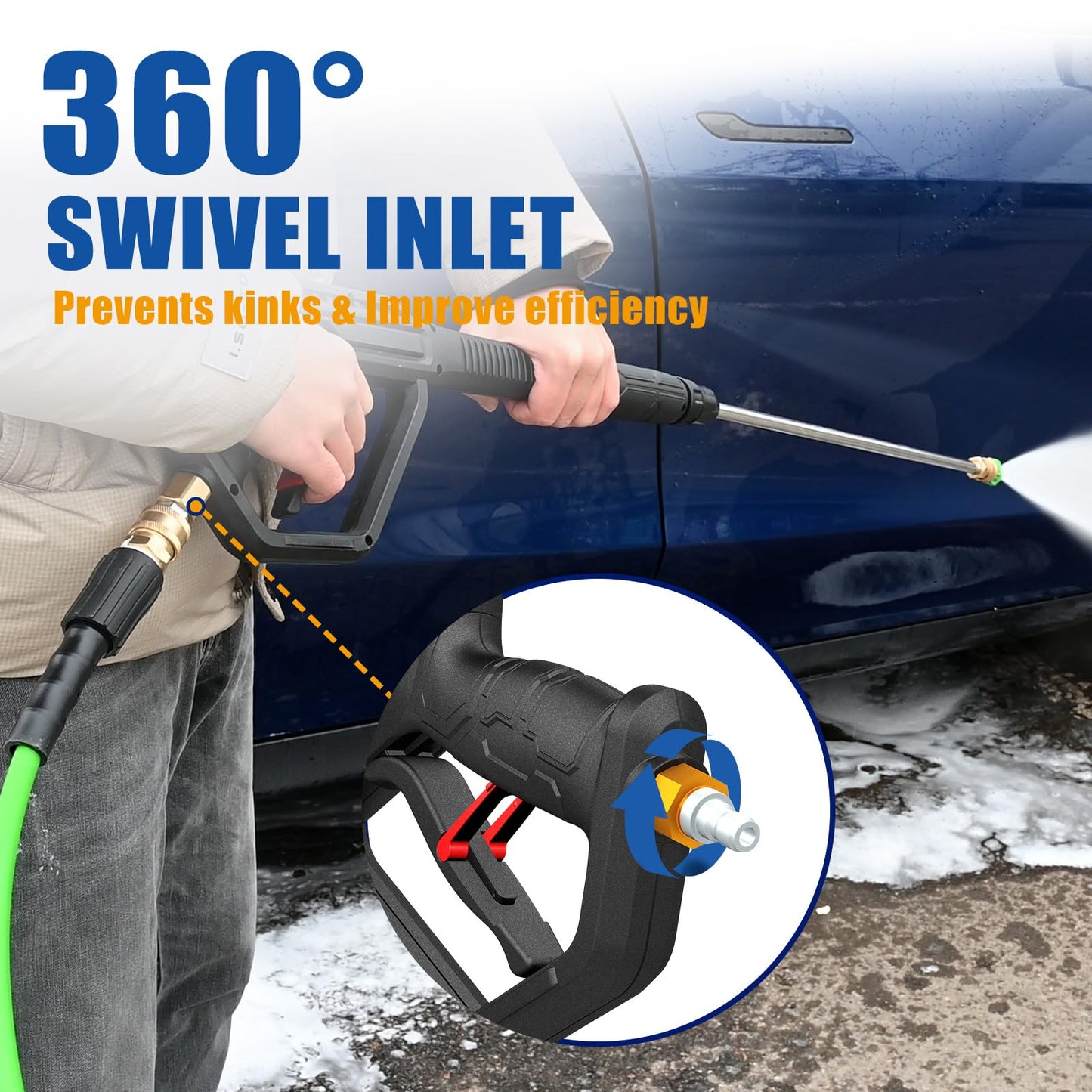 TOOLCY Gas Pressure Washer 3200 PSI & 2.6 GPM, High Performance Engine, Includes Swivel Spray Gun and Wand, 35FT Power Washer Hose, 5 Nozzle Tips, Onboard Soap Tank, for Cars/Driveways/Homes