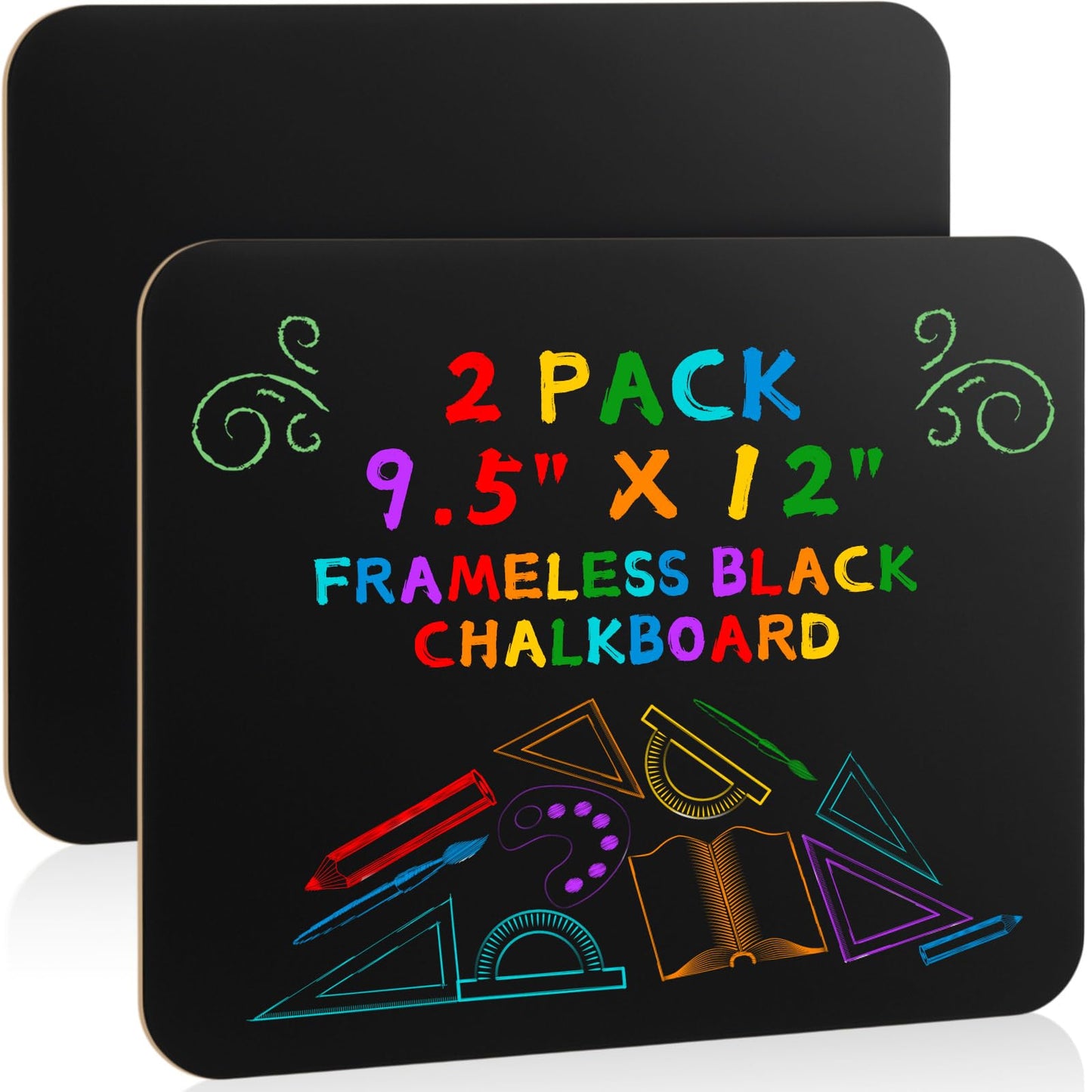 Humyoun 2 Pcs Chalk Board for Kids Bulk 9.5" x 12" Double-Sided Wooden Frameless Chalkboard Sign Blackboard for Kids Student School Classroom Home Office Restaurant Birthday Party Favors