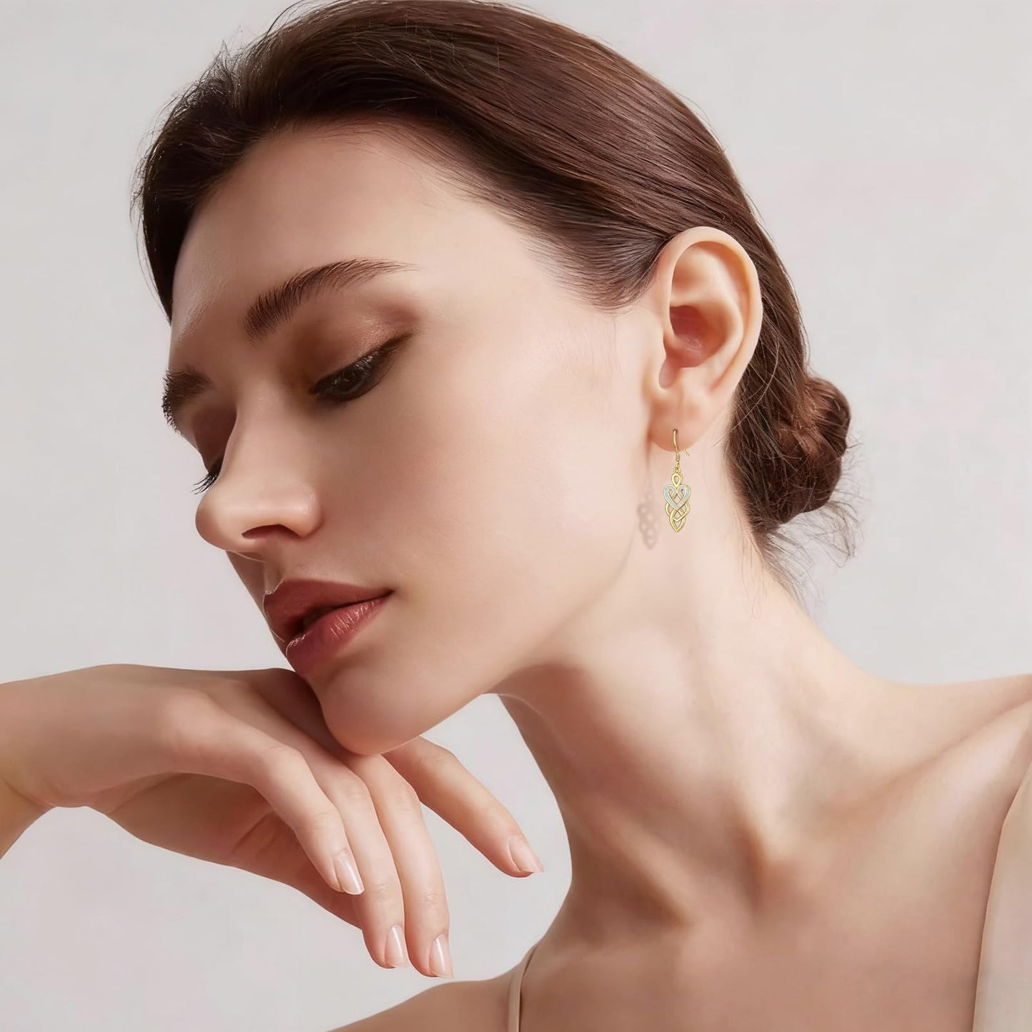XPYPZP 14K Gold Celtic Knot Earrings Irish Gift for Women Opal Celtic Heart Dangle Drop Earrings Irish Love Jewelry Ireland Mothers Day Gifts for Mom Wife