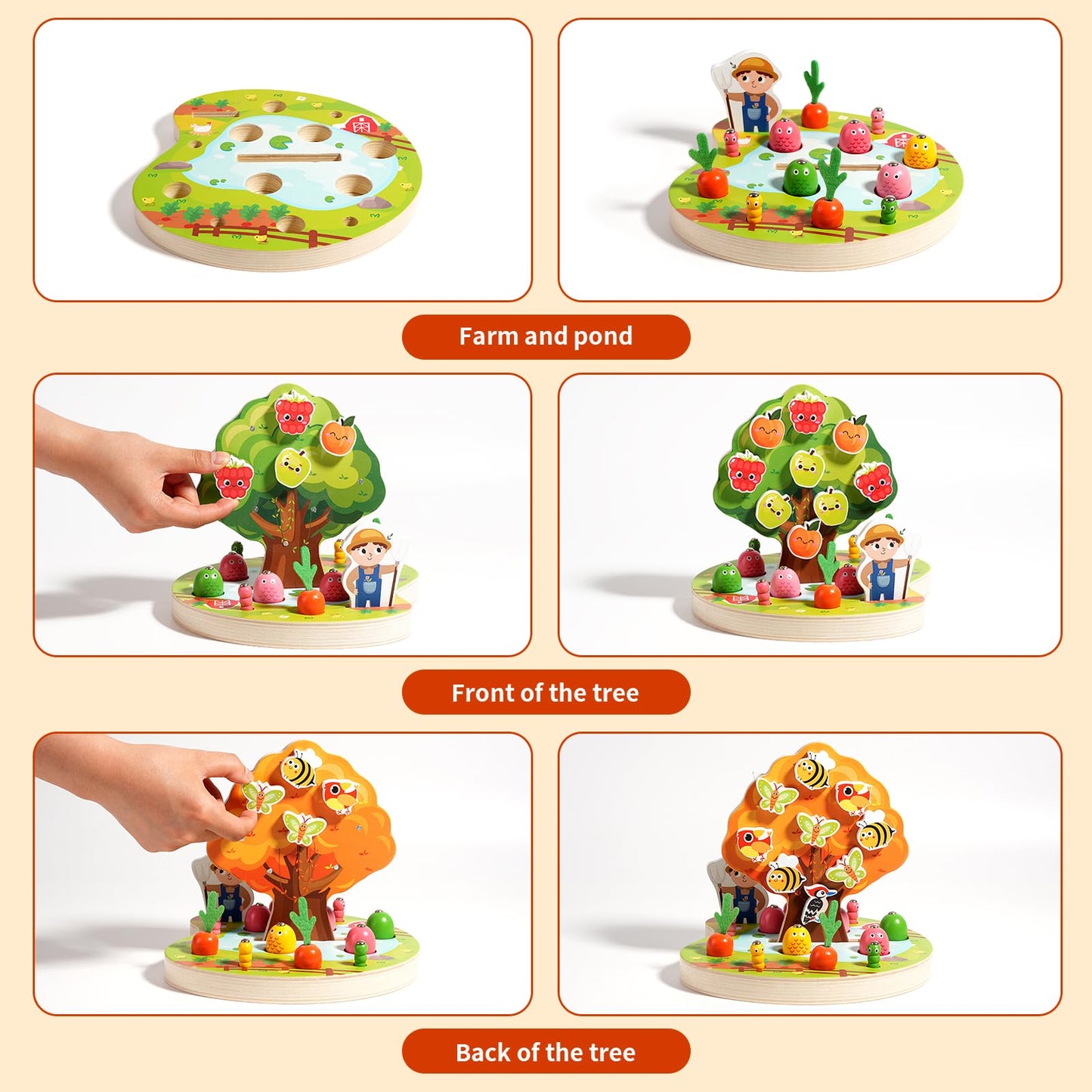 INIFEIDALA Montessori Toys for 2 3 4 Year Olds | Birthday Gifts for Boys & Girls, Wooden Educational Toddler Toys, Shape Sorting, Carrot Harvest & Magnetic Fishing Game – Fine Motor Skills Development