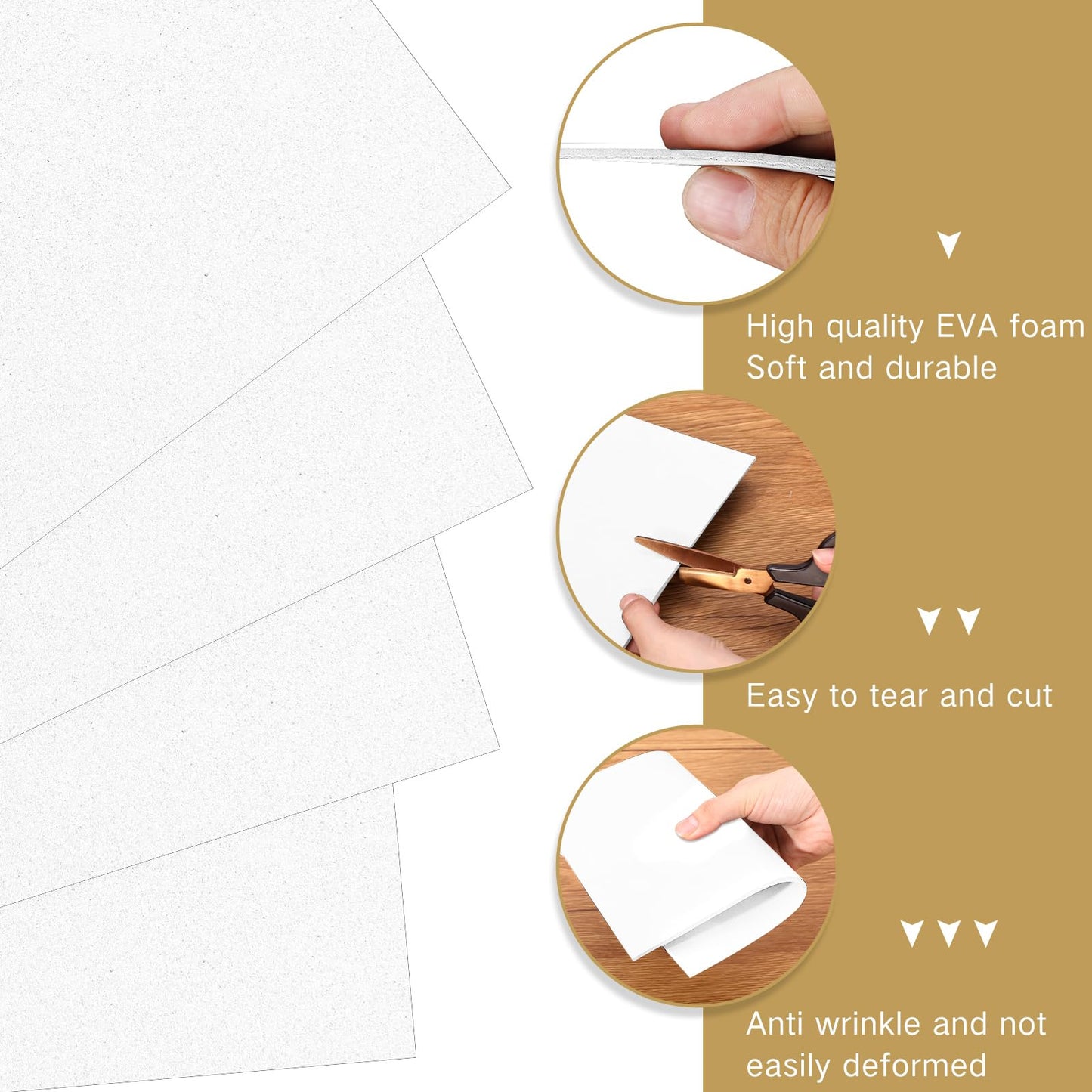 Innconee 15 Pcs Embroidery Foam 3mm Thick 10 x 15 Inch 3D Puffy EVA Foam Sheets for 3D Embroidery Arts and Crafts, DIY Projects, Hand Sewing, Quilting, Hats, Cosplay Costumes, Bags(White)
