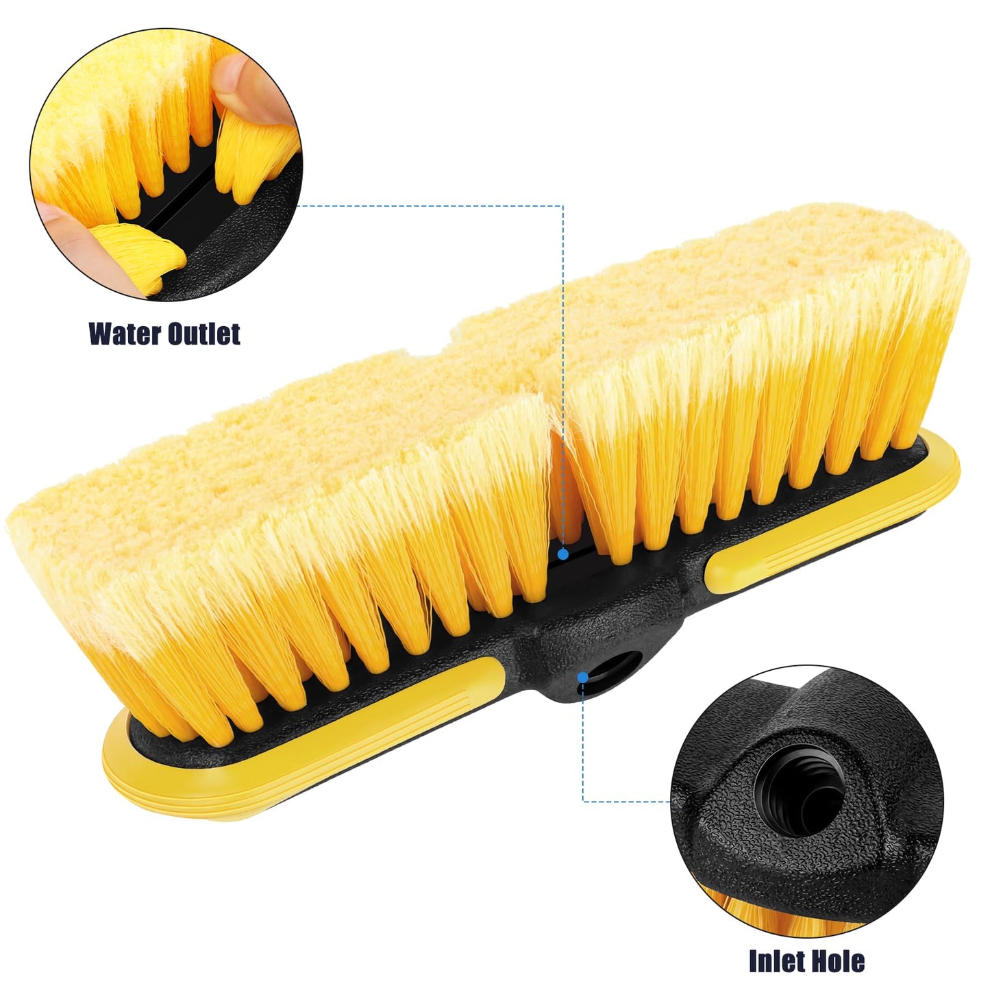 10 Inch Car Wash Brush Head, Scrub Brush Attachment for Long Handle Extension Pole,Outdoor Broom and Scrubbing Brush for Cleaning Window, Wall, House Floor, Deck, Patio, Car (10inch Brush-1Pack)