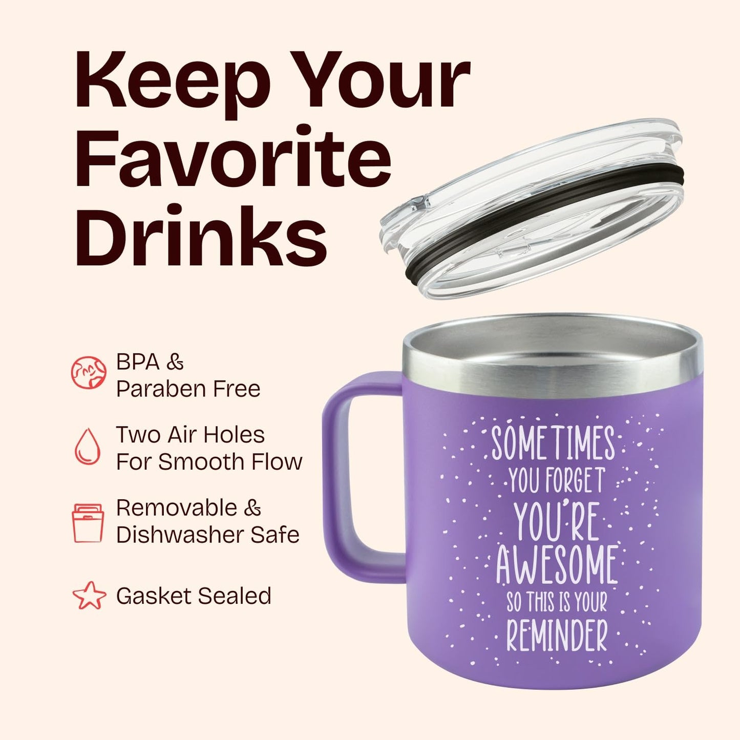 Birthday Gifts for Women - Birthday Friendship - Sometimes You Forget Your Awesome Gifts Purple Coffee Mug 14oz Admin Professionals Day Gift for Women, Adults Teacher, Inspirational Unique, Woman Over