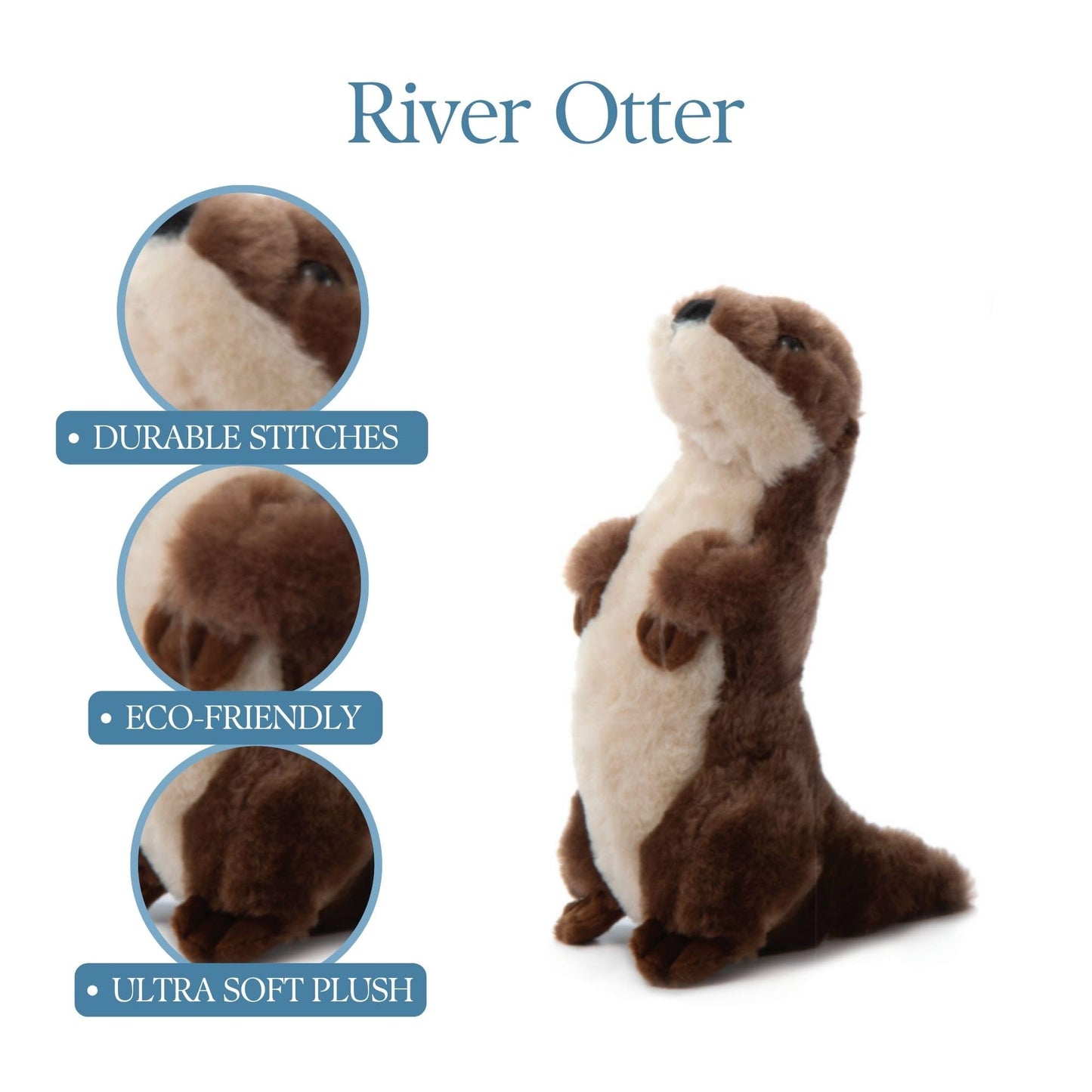 The Petting Zoo River Otter Stuffed Animal Standing, Gifts for Kids, Wild Onez Zoo Animals, River Otter Plush Toy 10 inches