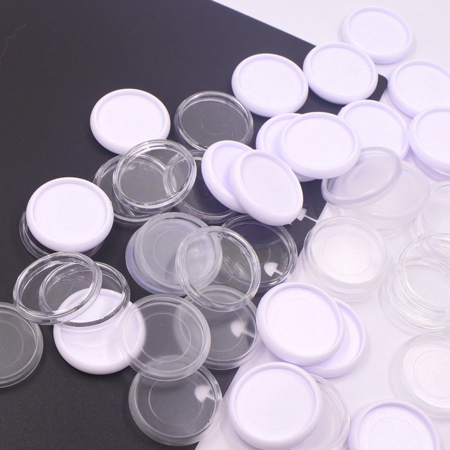 ITSYHPRO 100pcs Discbound Notebook Discs DIY Planner Accessories fits for Tul,Levenger,Arc,Happy Planner,Talia(Super Clear White Clear Mixed,0.94inch/24mm)