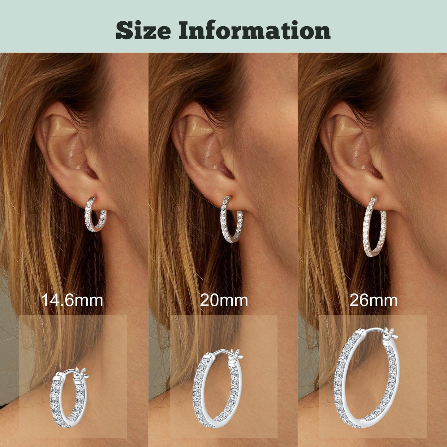 925 Sterling Silver Big Hoop Earrings for Women Trendy Cubic Zirconia Hoops 25mm Large Hoop Earring for Sensitive Ears