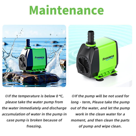 FREESEA Fountain Submersible Water Pump: 800GPH 45W Adjustable Small Pond Pump with 5ft Tubing Hose and 3 Nozzles 10ft High Lift for Outdoor | Hydroponics | Waterfall | Aquarium | Fish tank