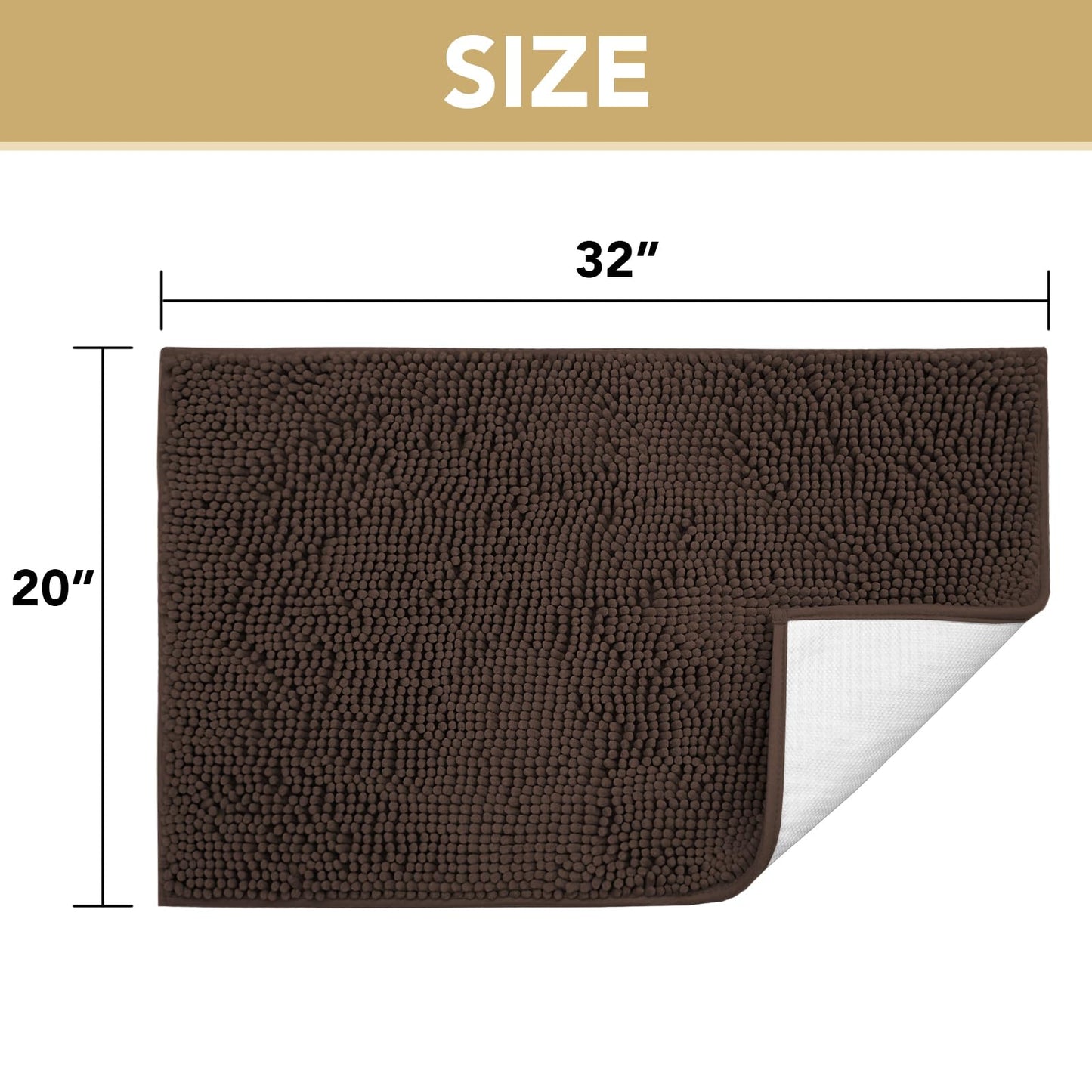 H.VERSAILTEX Dog Door Mat for Muddy Paws Absorbent Dirt Trapper Non Slip Quick Dry Washable Chenille Mats for Dogs Entry Rug for Indoor Outdoor (Chocolate, 20" x 32")